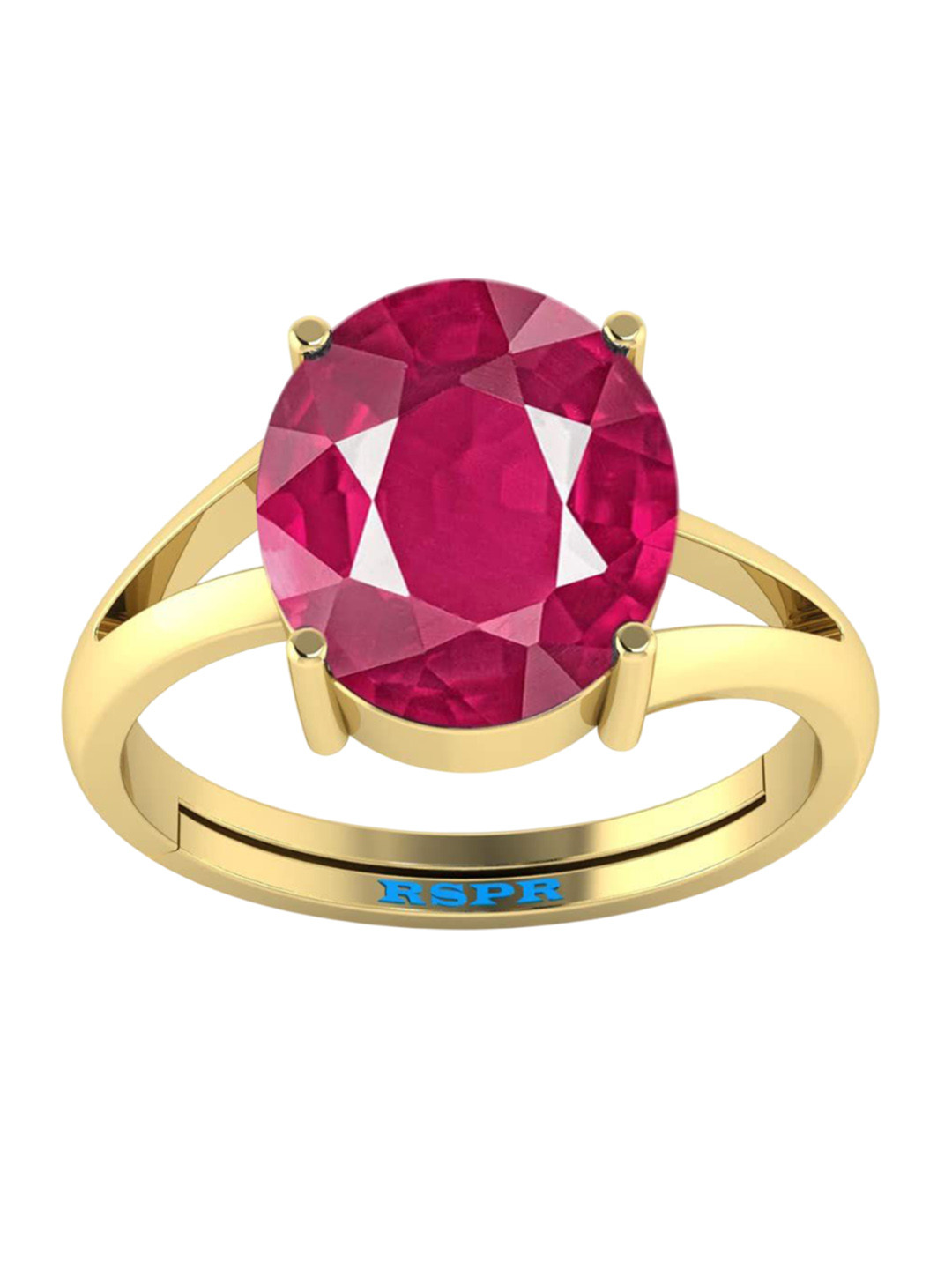 RSPR 8.25 Ratti 7.6CT Ruby Manikya Stone Studded Adjustable Finger Ring