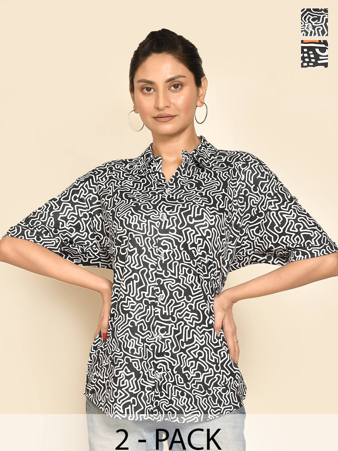 RAPL Pack of 2 Printed Button-Down Collar Casual Shirts