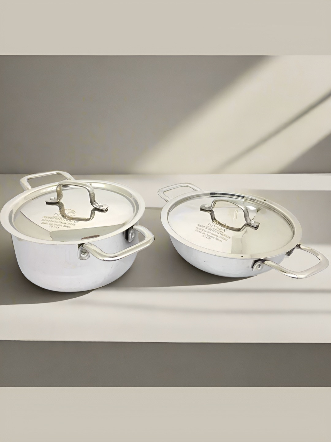 Nyra Kitchenware Steel Dishwasher Safe Tri-Ply Stainless Steel Cookware Set of