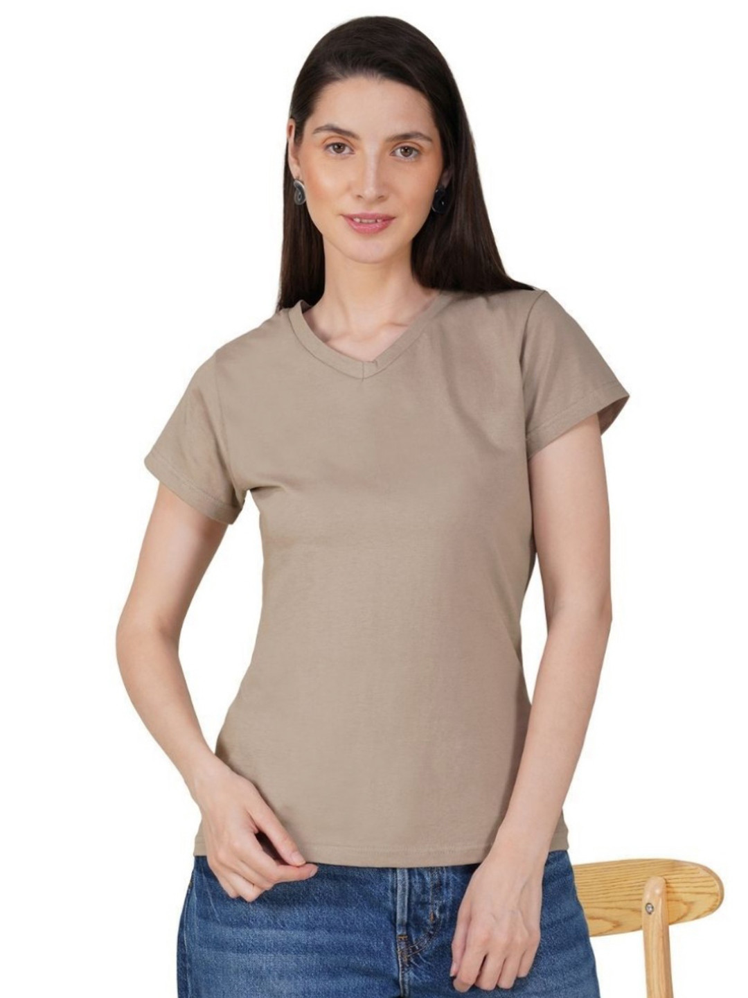 30 Looks V-Neck Short Sleeves Cotton T-shirt
