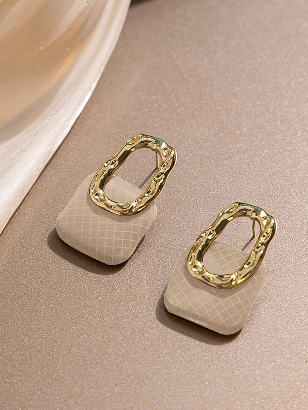 styledose Sterling Silver Hanging Design Charm Square Shaped Drop Earrings