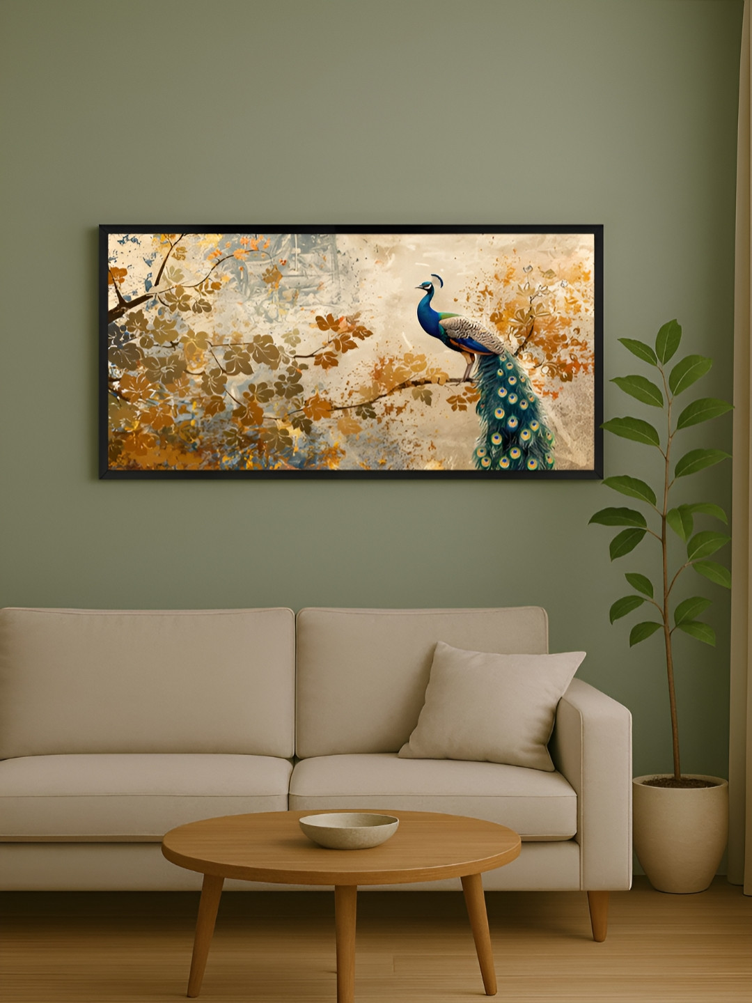 999Store Tan & Blue 1 Piece Canvas Other Wall Paintings