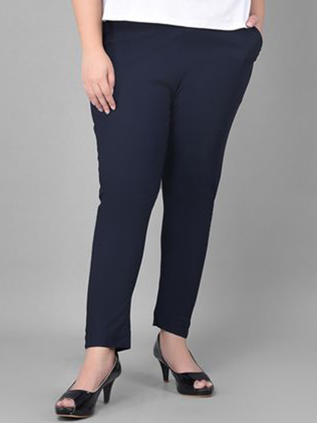 Comfort Lady Regular Fit Mid-Rise Flat-Front Cotton Trousers