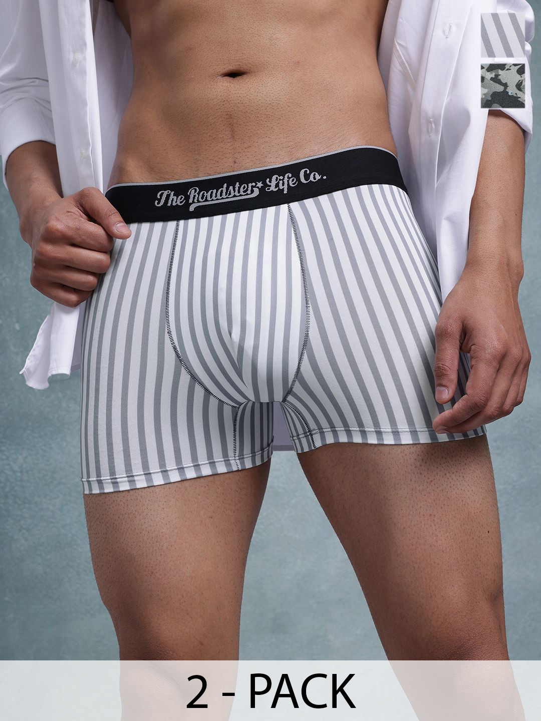 The Roadster Lifestyle Co Pack Of 2 Printed Mid Rise Stretchable Trunks RTO-PV-Print-RO2-R