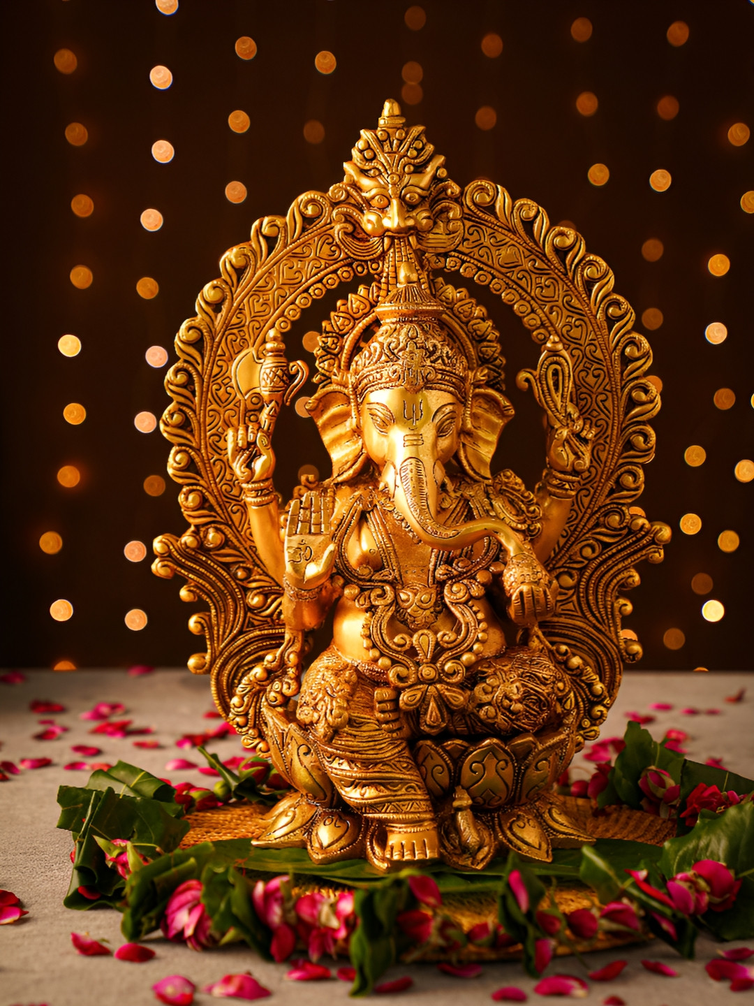 JAYPORE Gold-Toned Religious Ganpati Ji Idol Showpiece