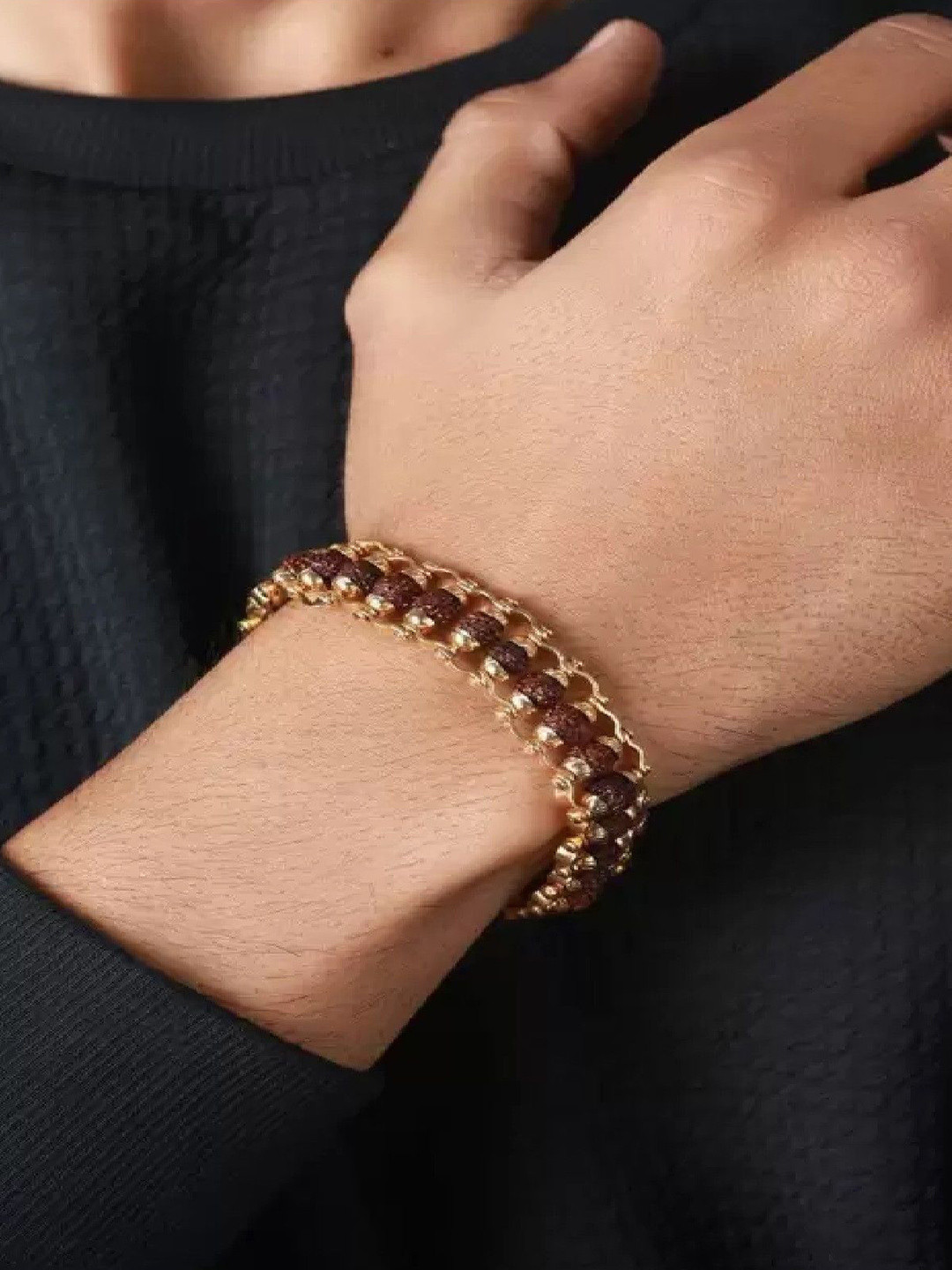Crazy Fashion Unisex Rudraksha Link Bracelet