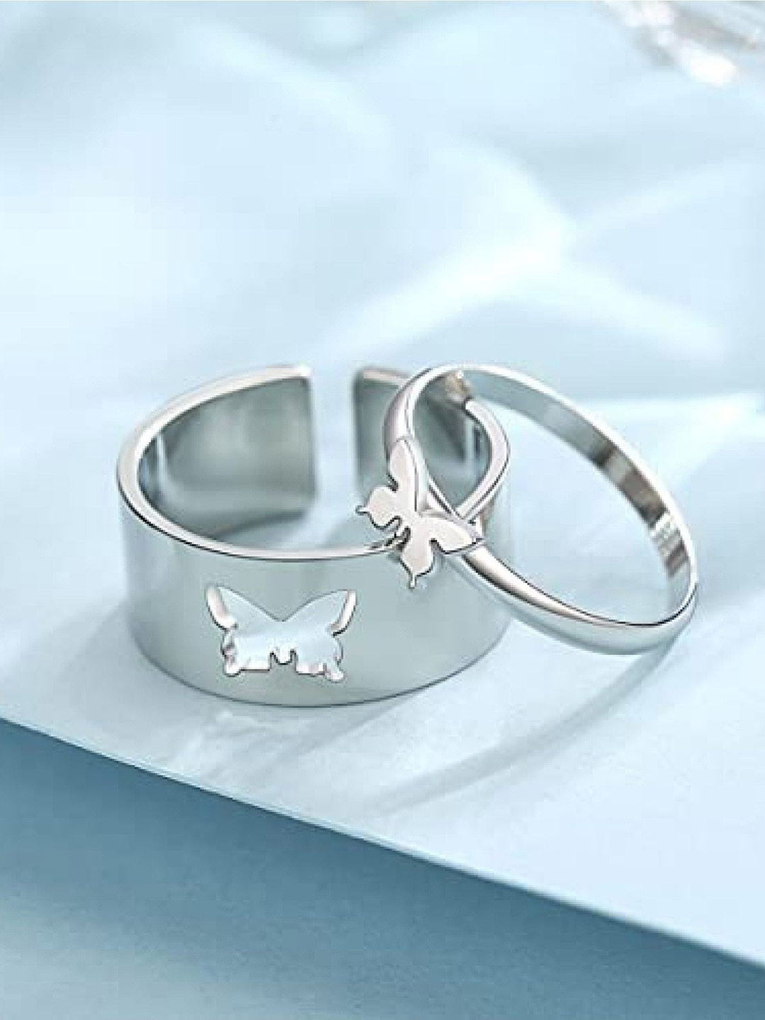 Crazy Fashion Set Of 2 Butterfly Couple Finger Rings