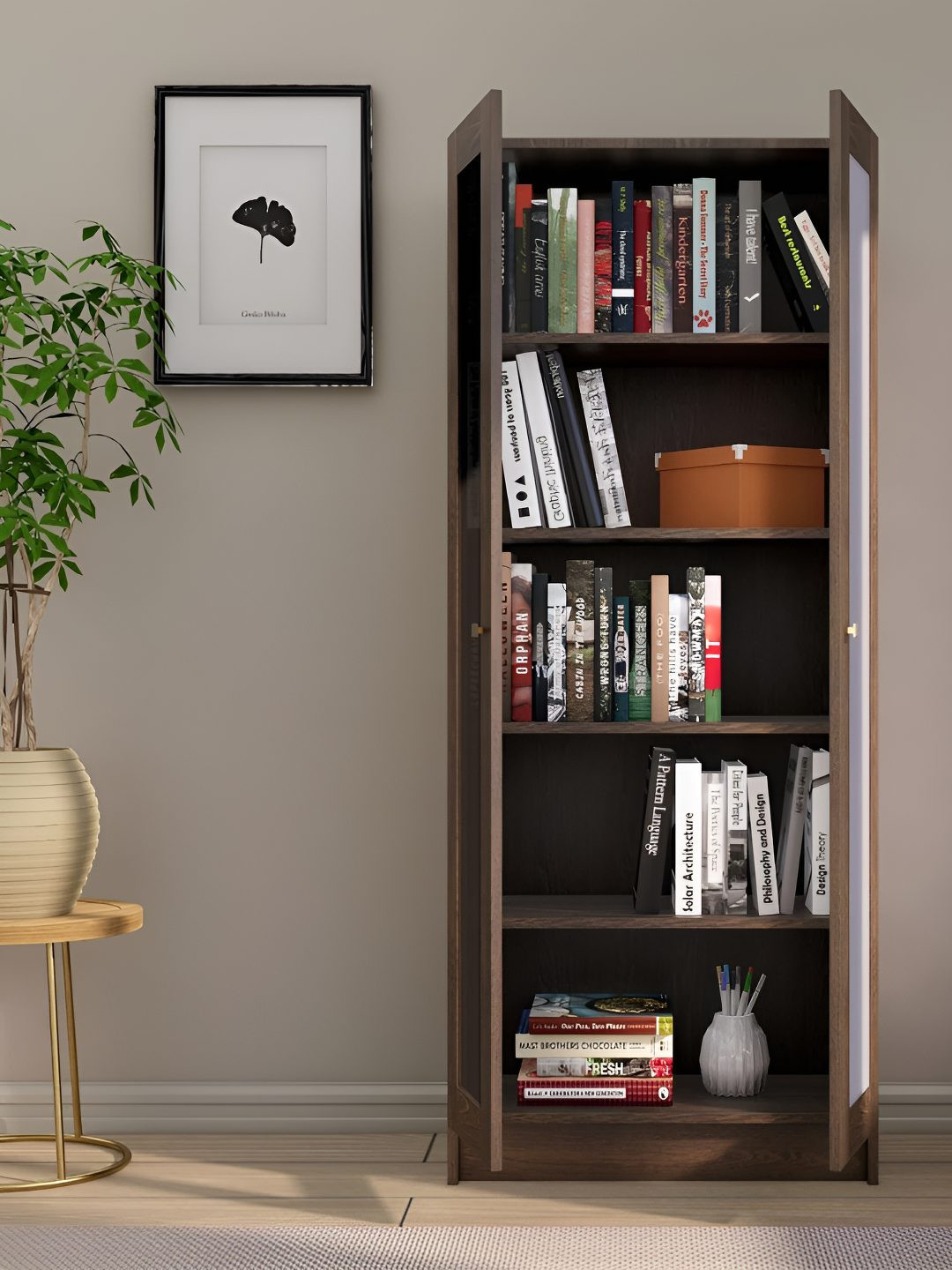 HEXA RED Brown Moisture & Termite Resistant Free Standing Book Shelf