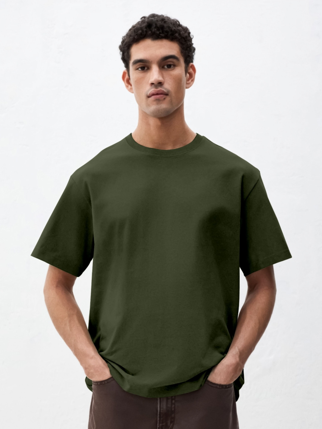 Q CUT Drop-Shoulder Sleeves Pure Cotton Oversized T-shirt