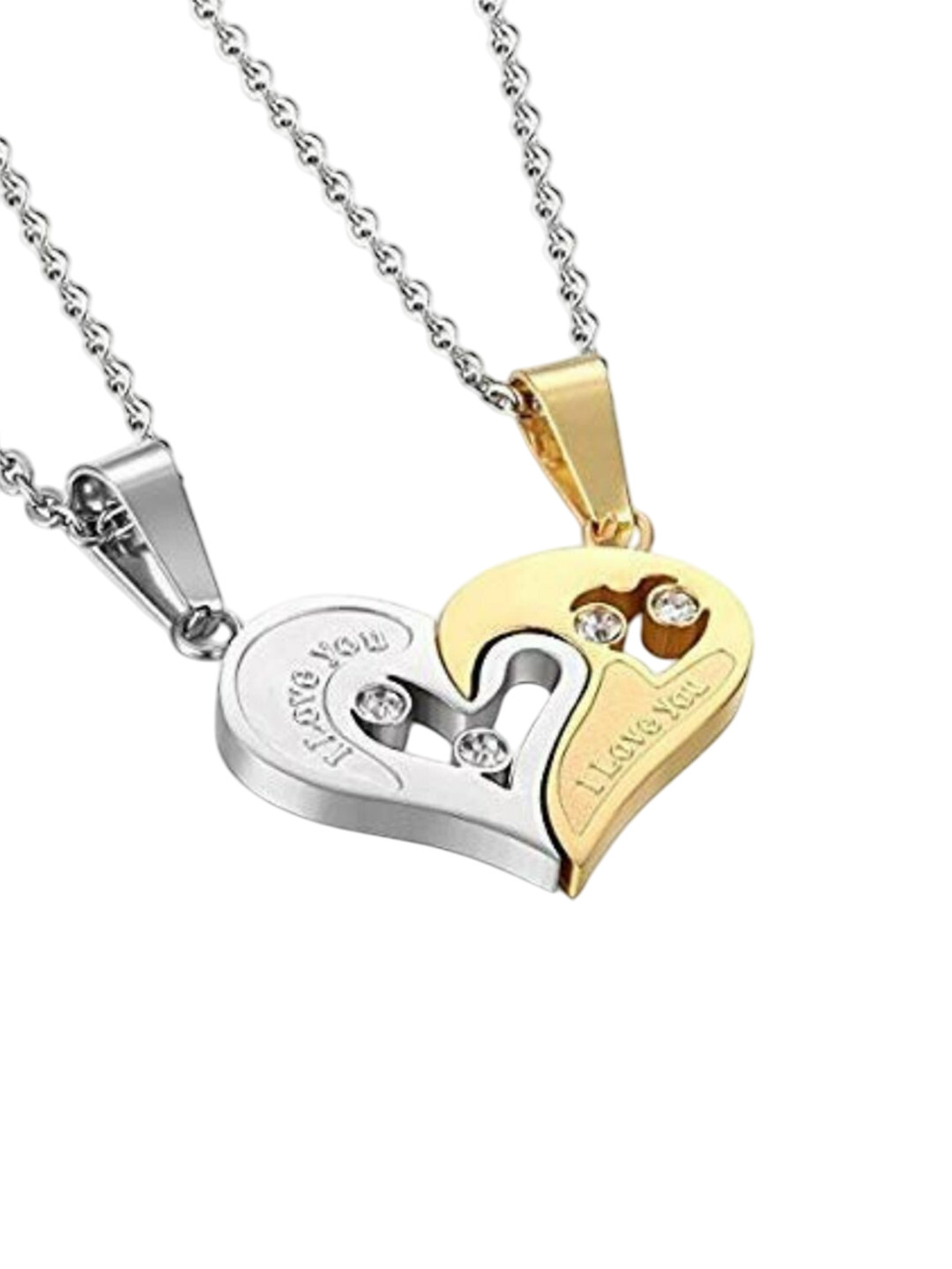 J.S ENTERPRISES Unisex Pack of 2 Heart Shaped Pendants with Chains