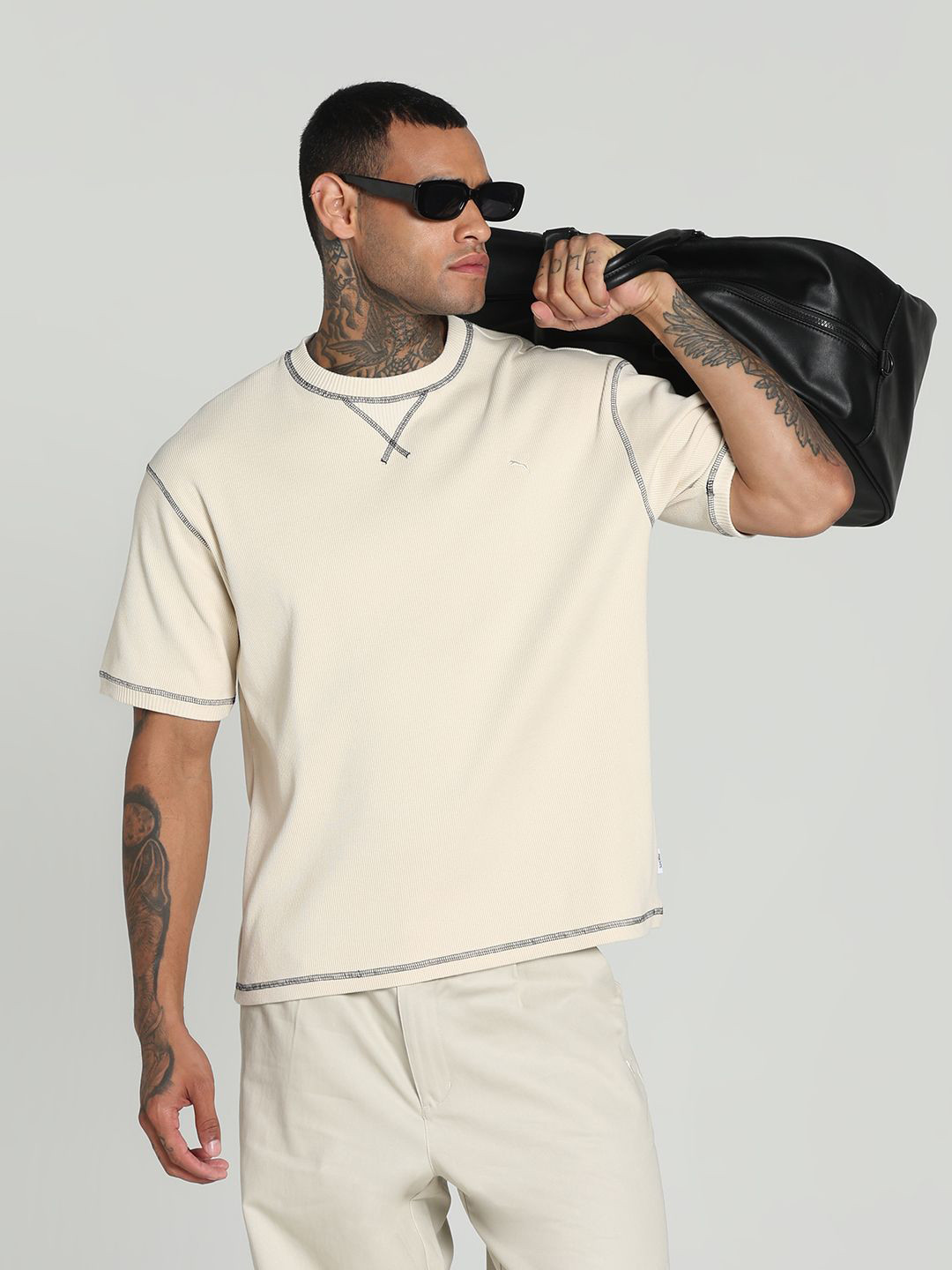 Puma MMQ Cotton Relaxed-Fit Rib T-Shirt