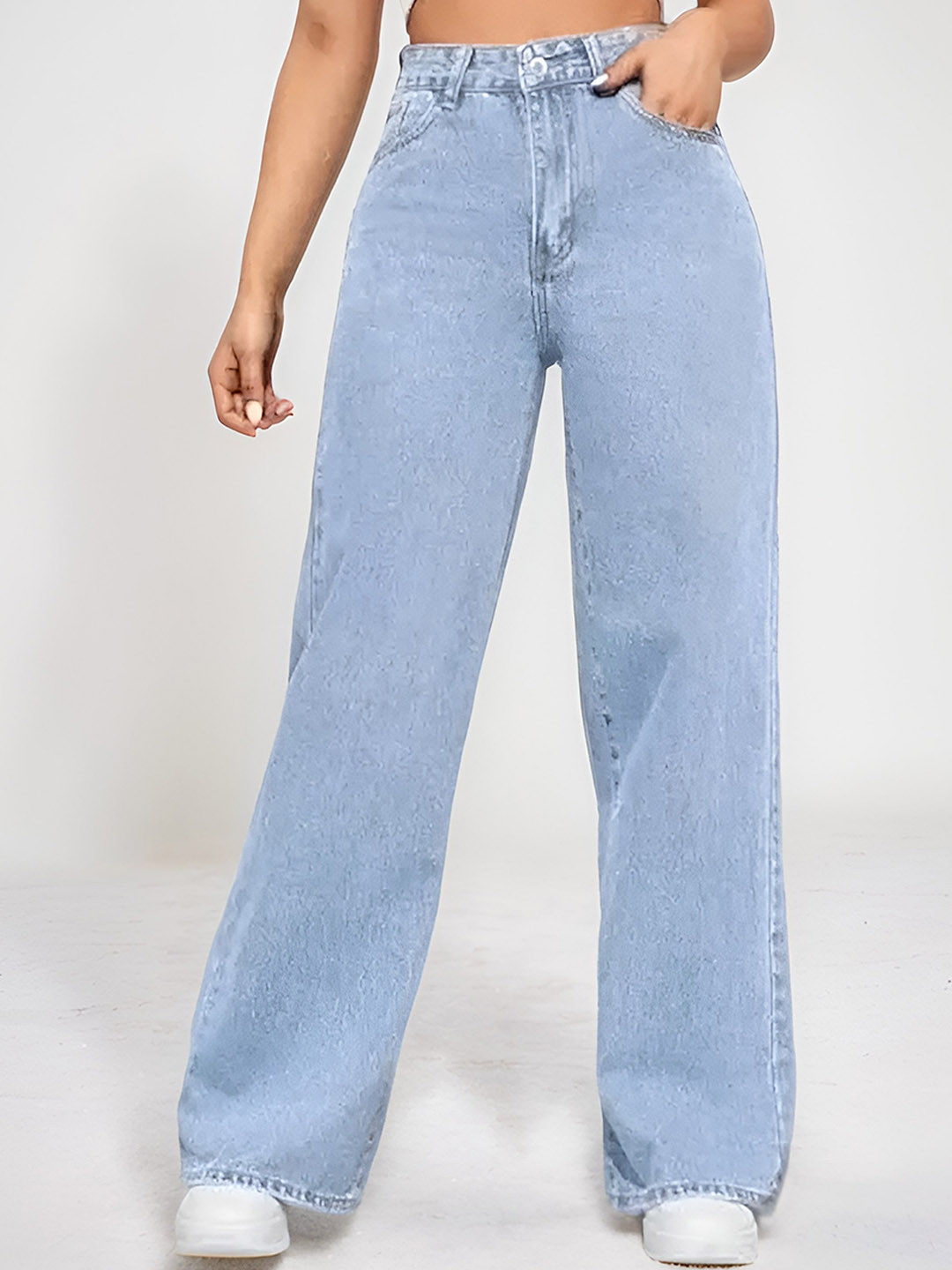 LEBEAUTI Women Straight Fit High-Rise Light Fade Stretchable Denim Jeans