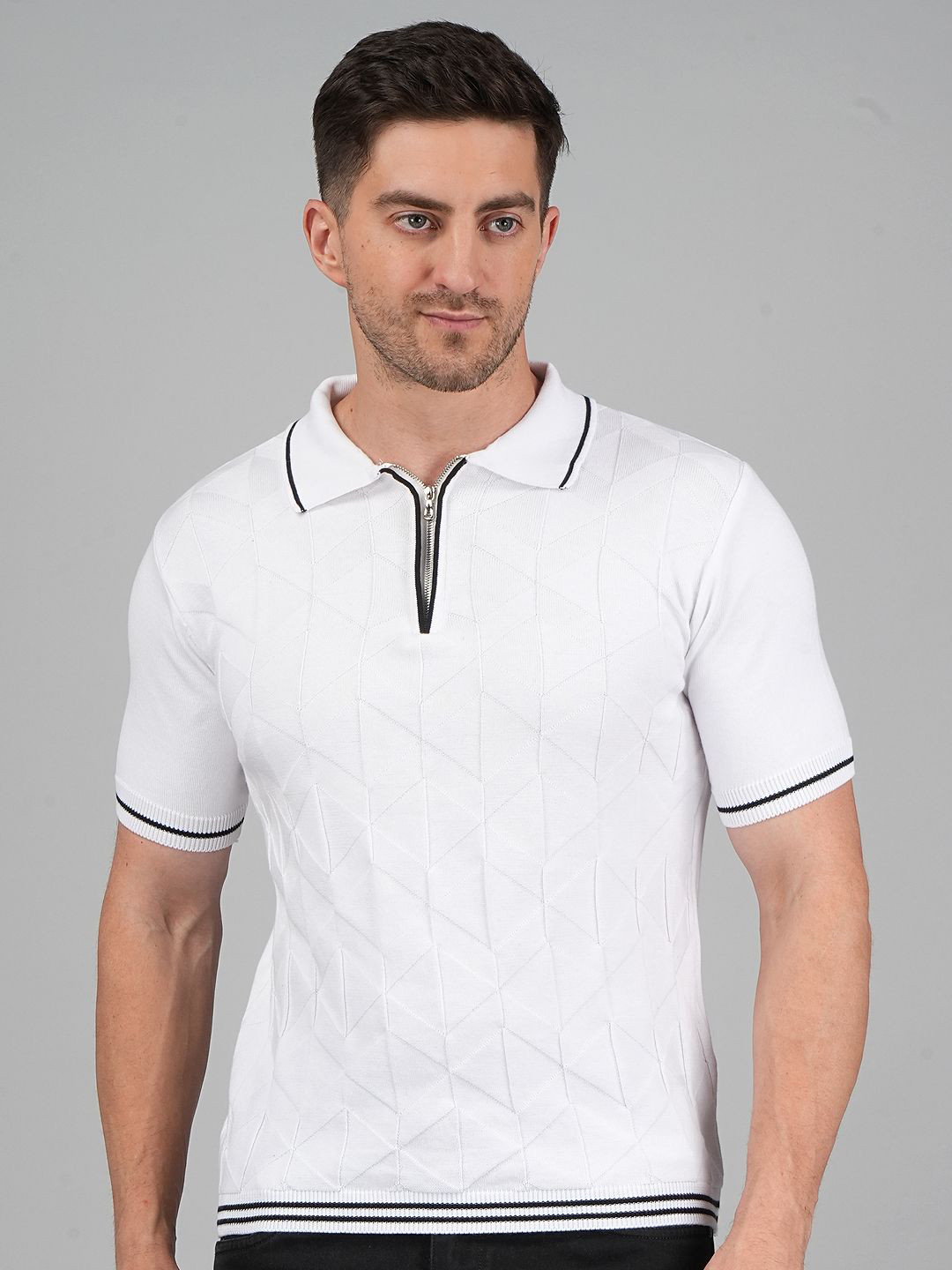FEVERFEW Polo Collar Cotton Regular Fit T-Shirt