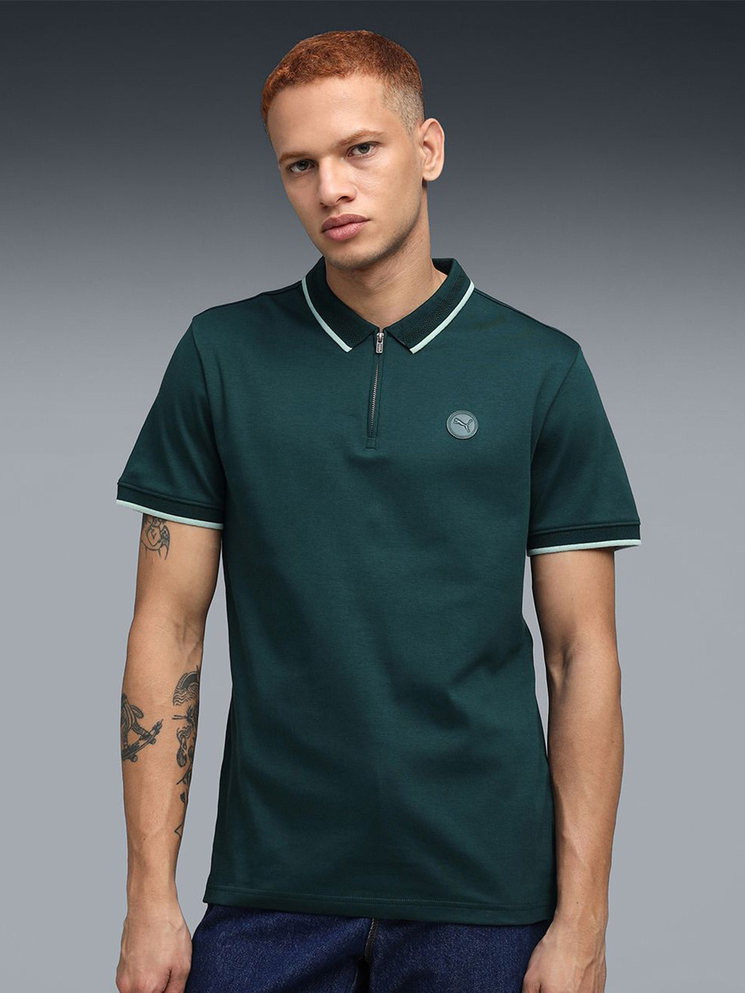 Puma Premium Zipper Placket Polo Cotton Tshirt