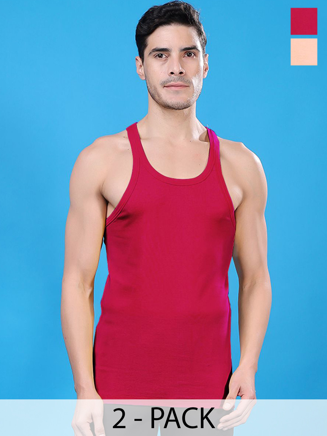 Friskers Pack Of 2 Pure Cotton Gym Vests 270525CA-07-32