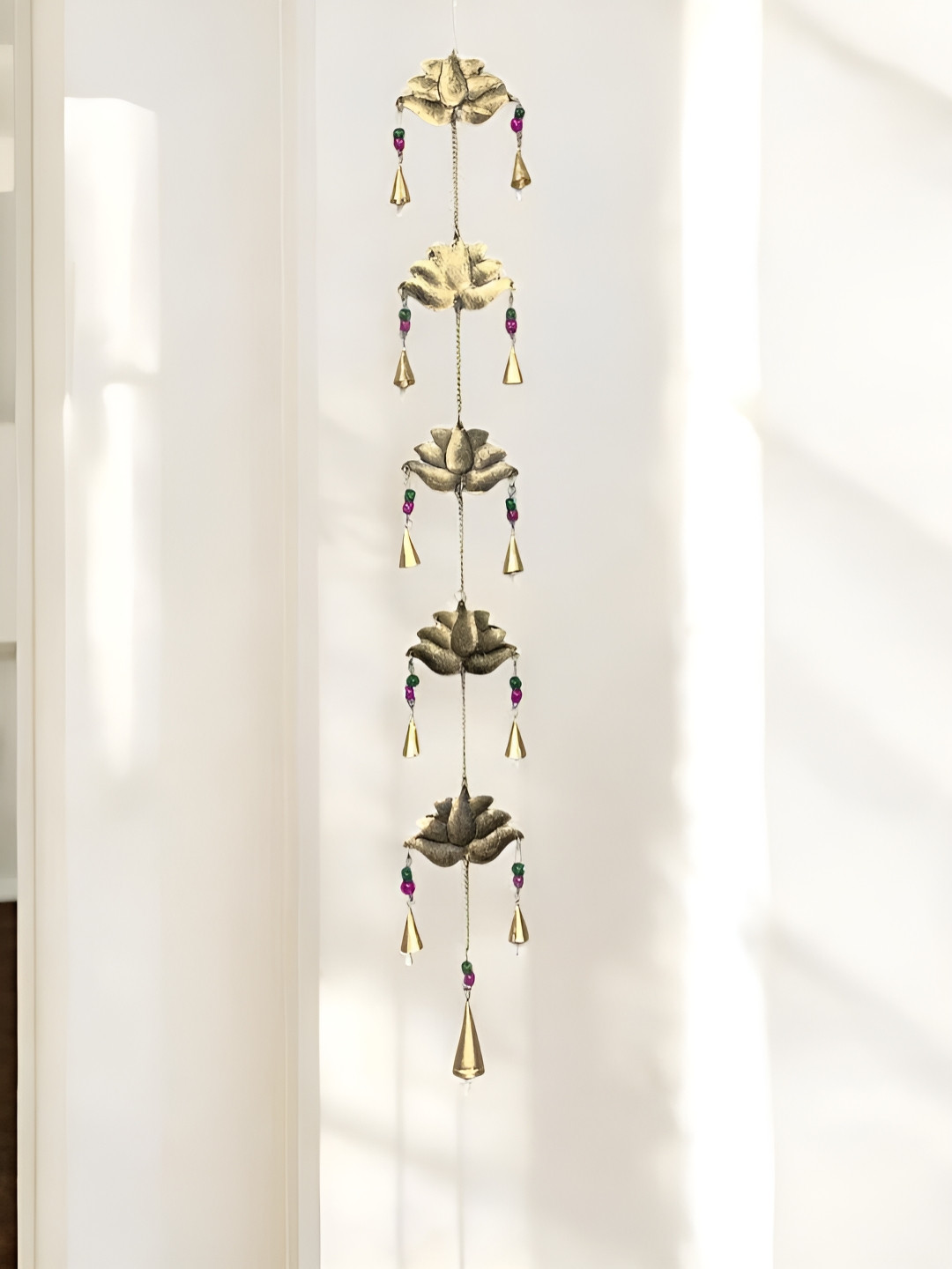 DULI Purple & Green Wall Hanging Lotus Windchimes