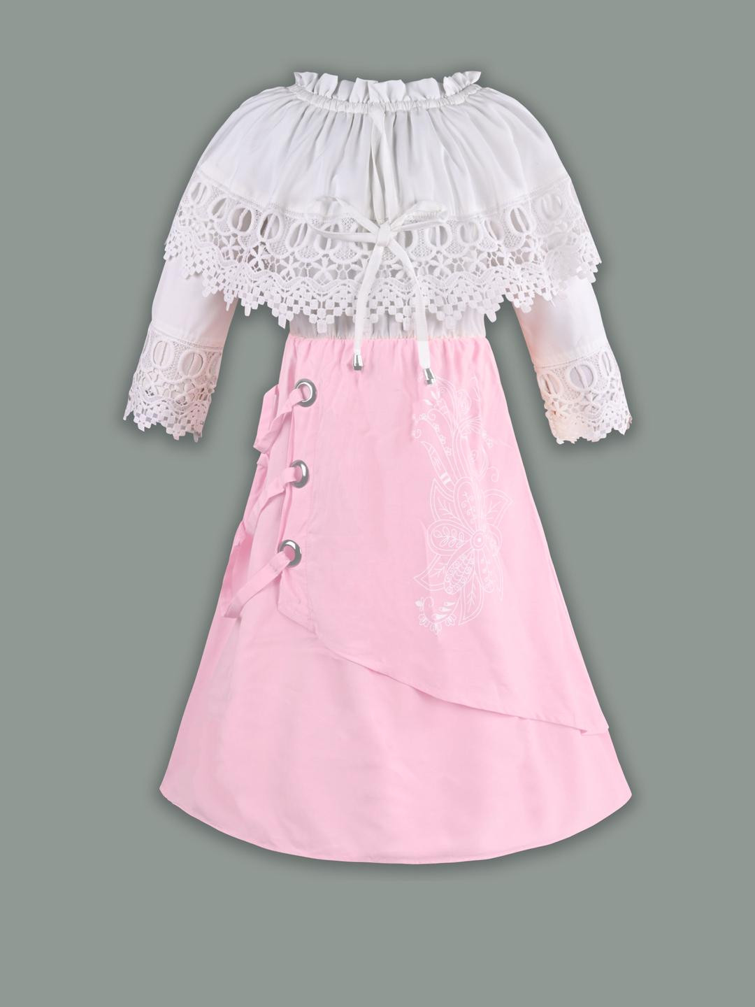 Girls Printed Full Sleeve Fit and Flare Frock Dress