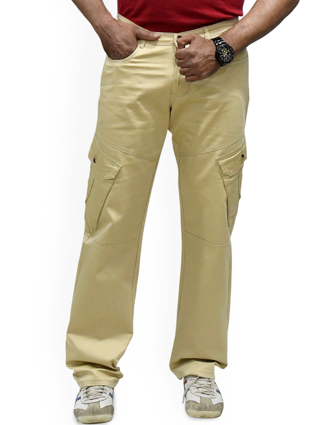 Parswam Men Regular Fit Mid-Rise Cotton Cargos