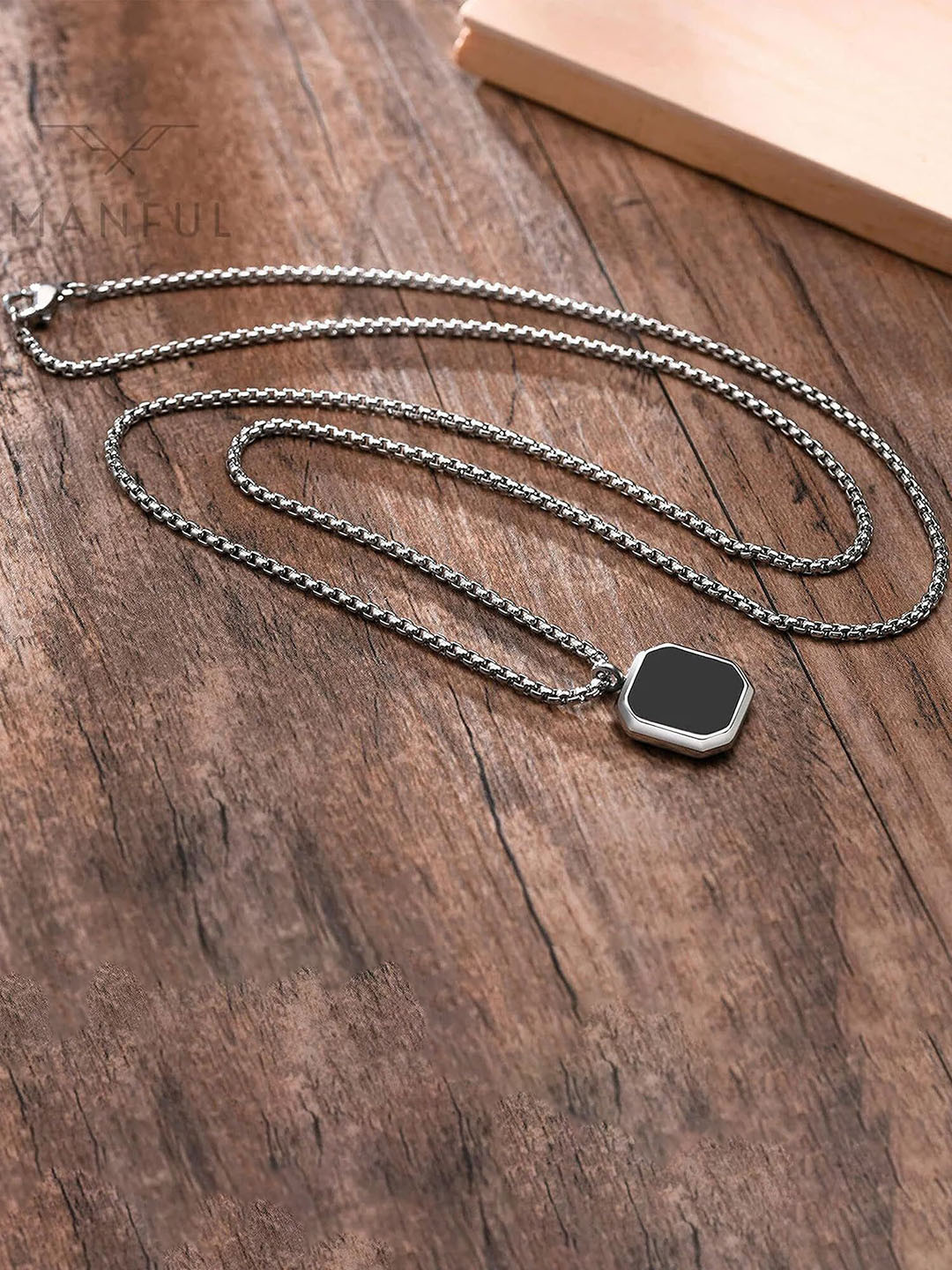J.S ENTERPRISES Stainless Steel Square Pendant with Chain