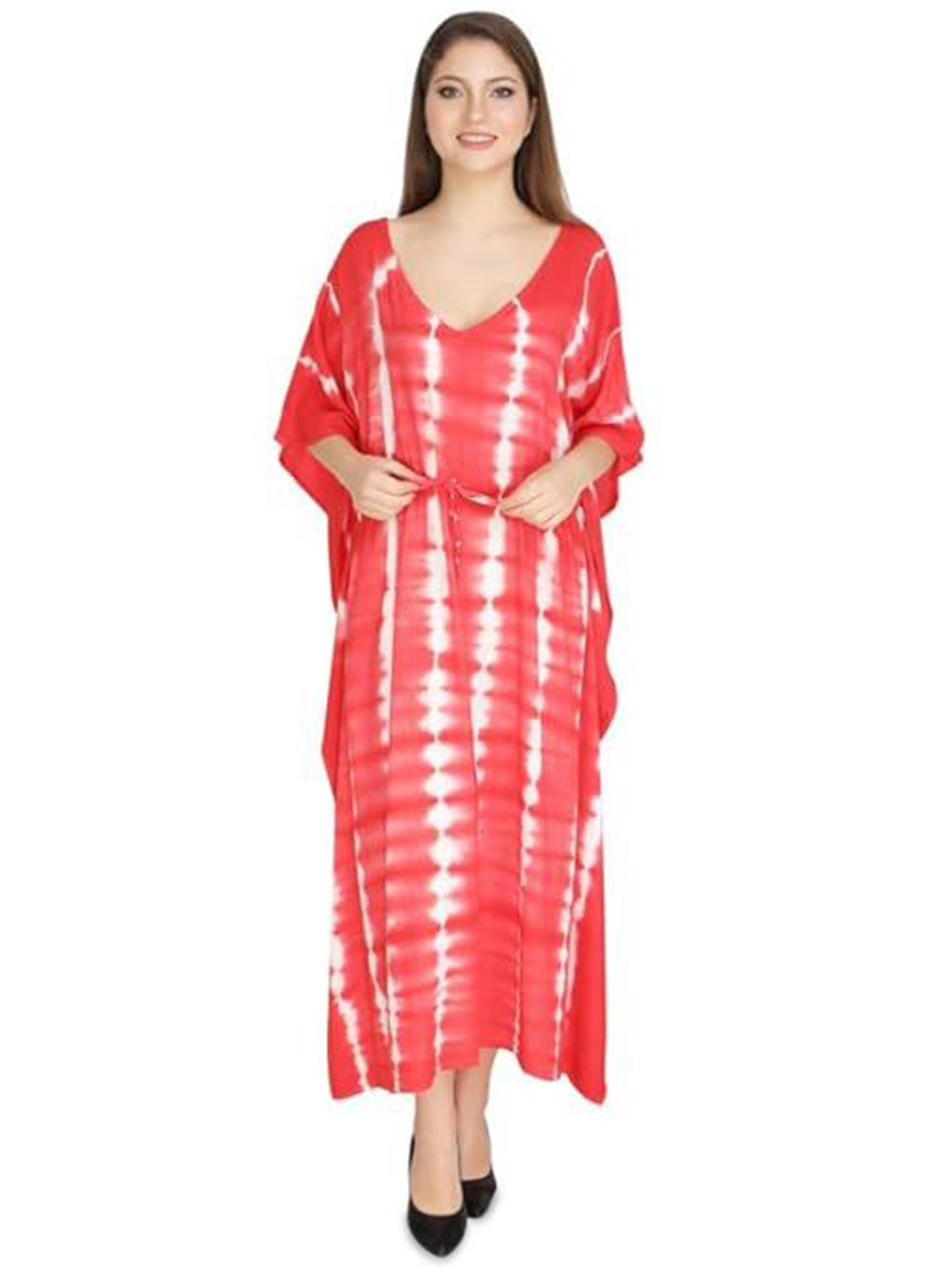 UKAL Tie & Dye Dyed Kimono Sleeve Kaftan Maxi Dress