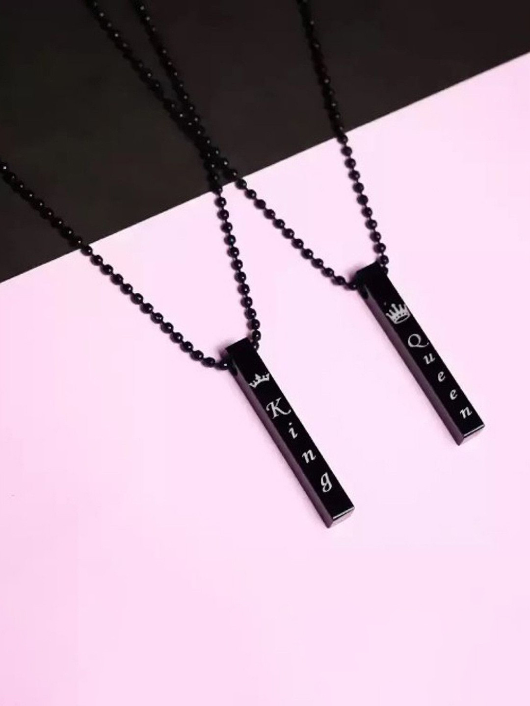 J.S ENTERPRISES Unisex Pack Of 2 Couples Contemporary Pendants with Chains