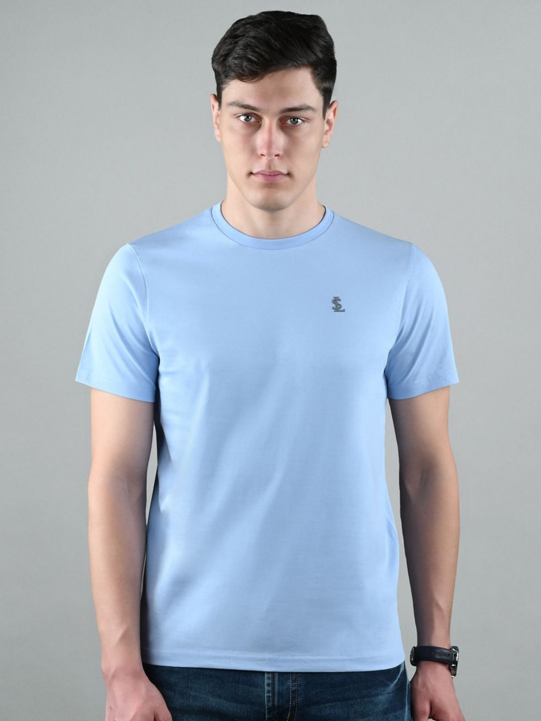 LOUIS STITCH Round Neck Short Sleeves Regular Fit Pure Cotton T-Shirt