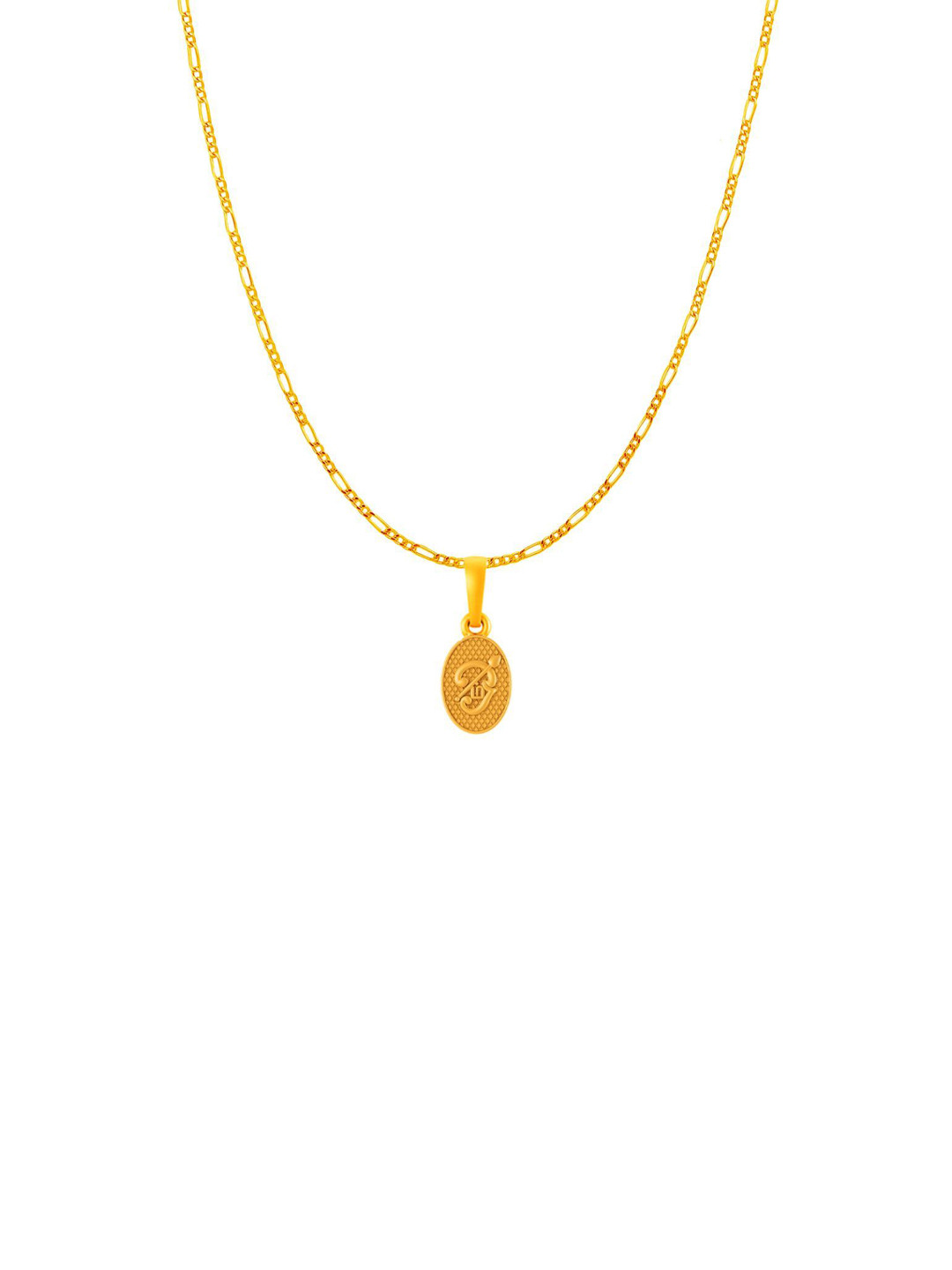 AKSHAT SAPPHIRE Silver 22 KT Gold-PlatedOval Shaped Pendants With Figaro Chains