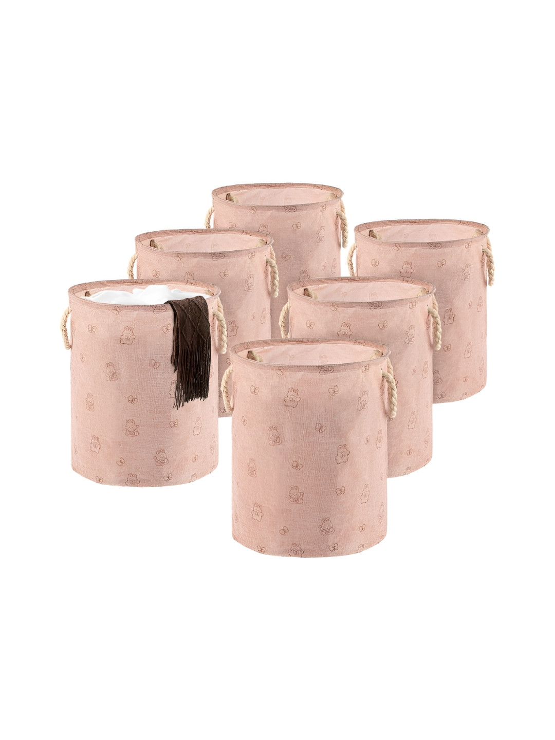 Aura Storage Basket Pink 6 Pcs Regular Multi-Utility Organisers