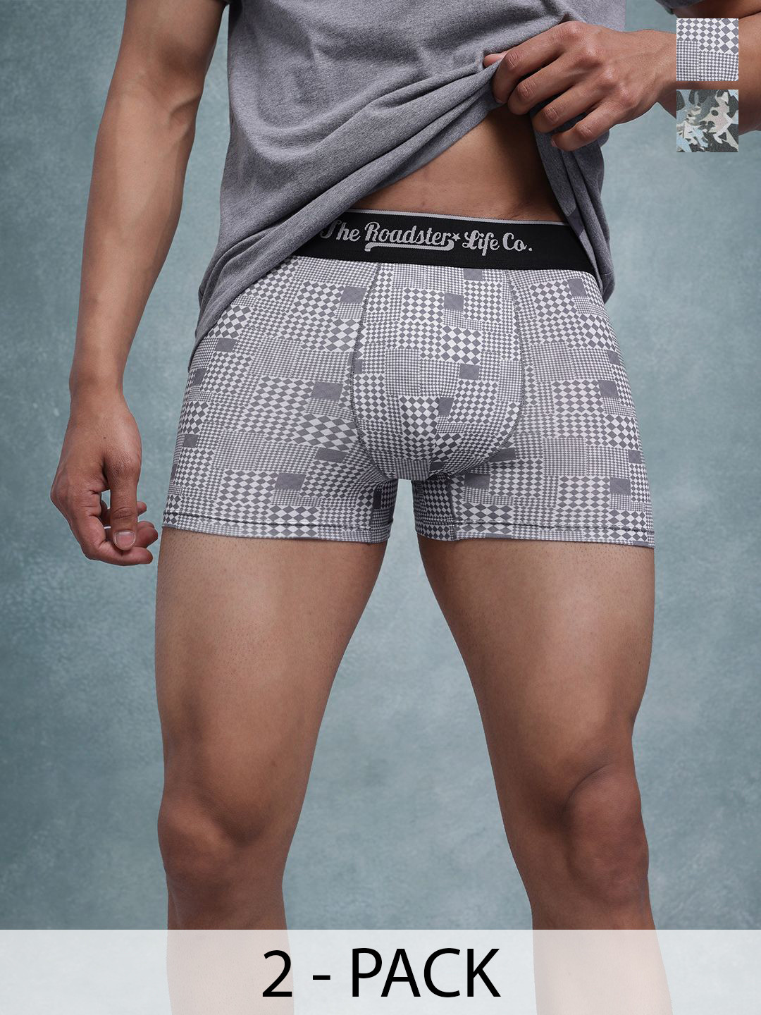 The Roadster Lifestyle Co Pack Of 2 Printed  Stretchable Trunks-RTO-PV-Print-RO2-RO11-S