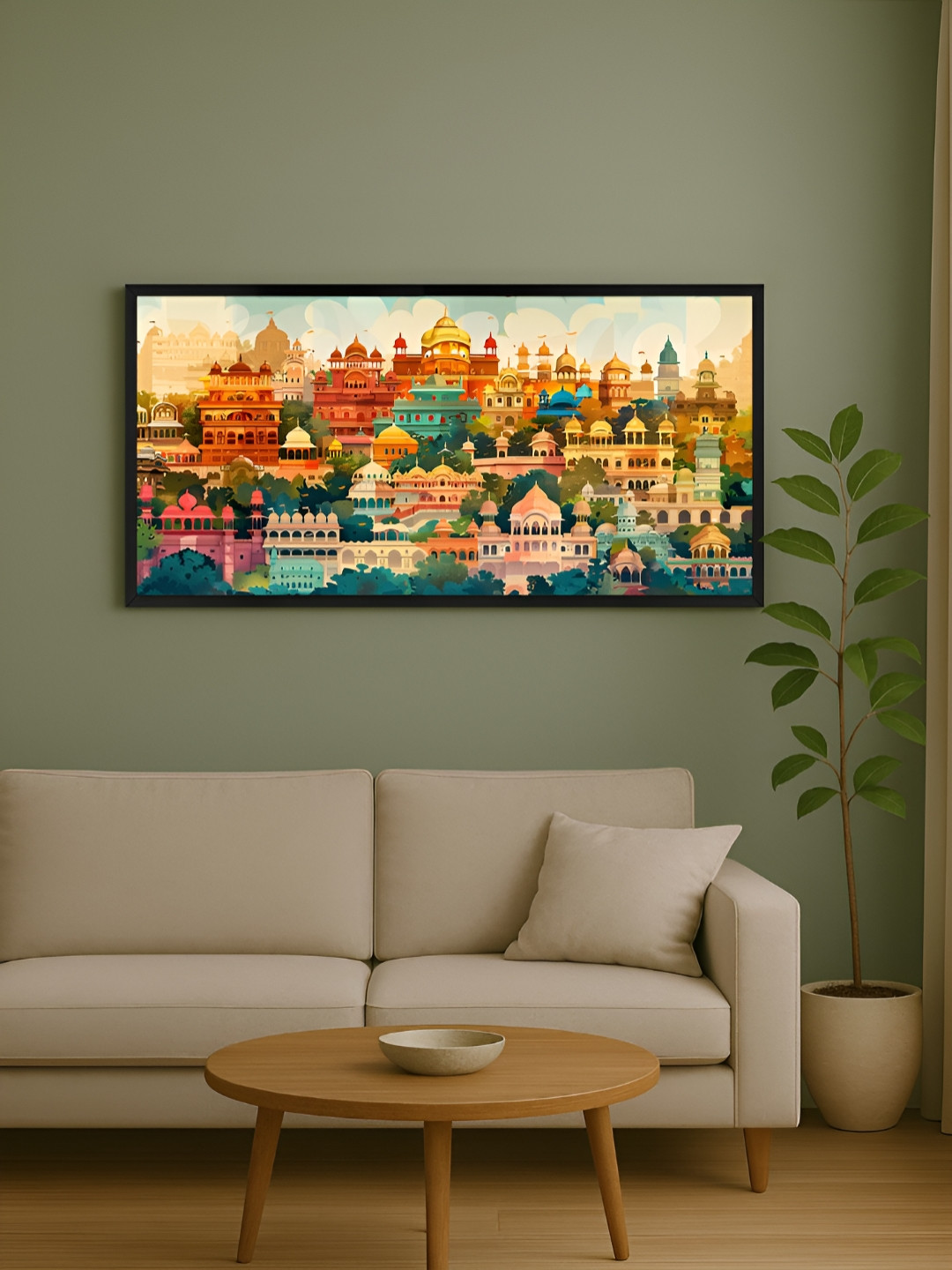 999Store Cityscape Canvas Wall Rectangle Paintings Wall Art - 48 x 24In