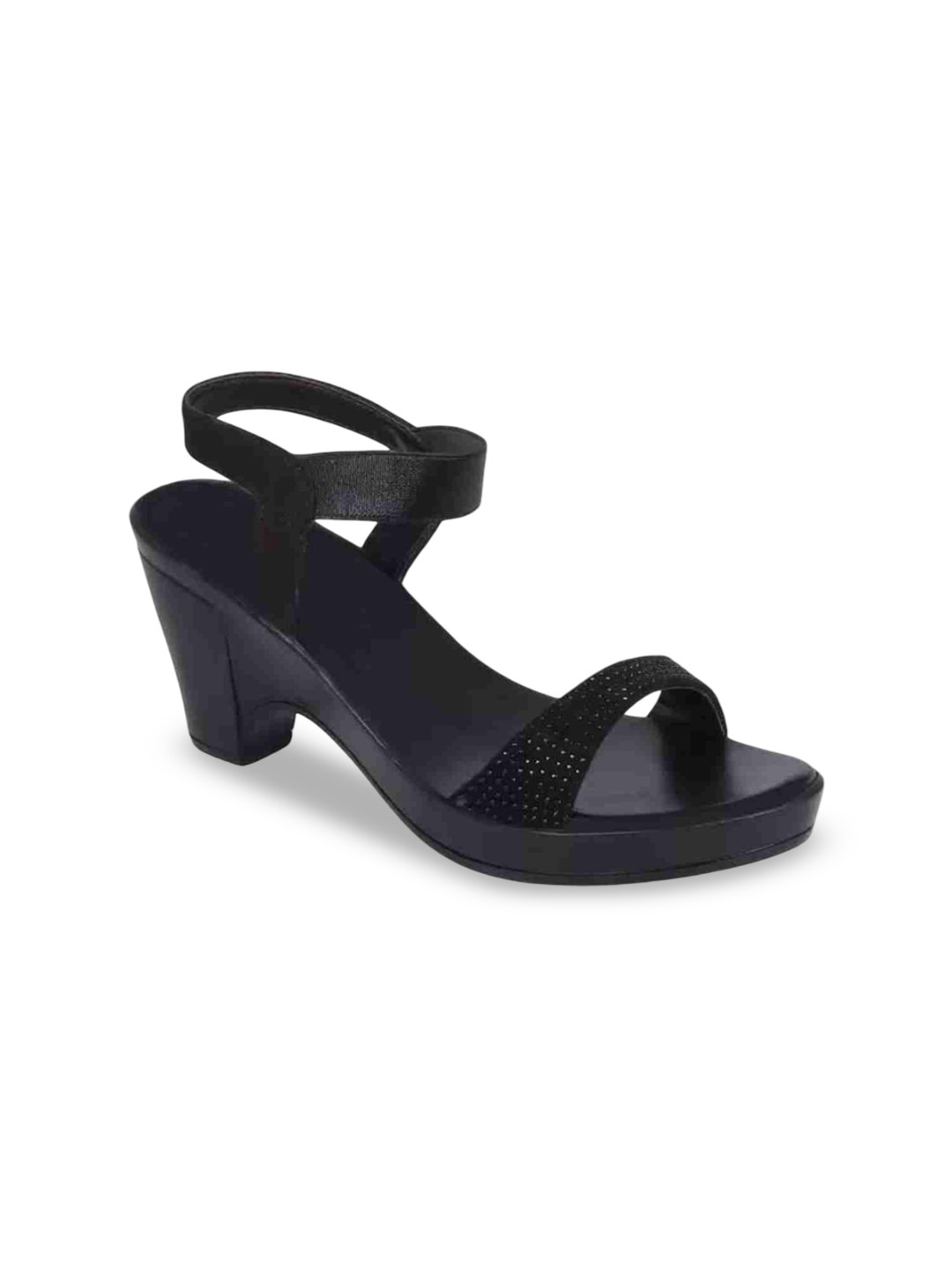 SHOE LAB Embellished Block Heel Sandals