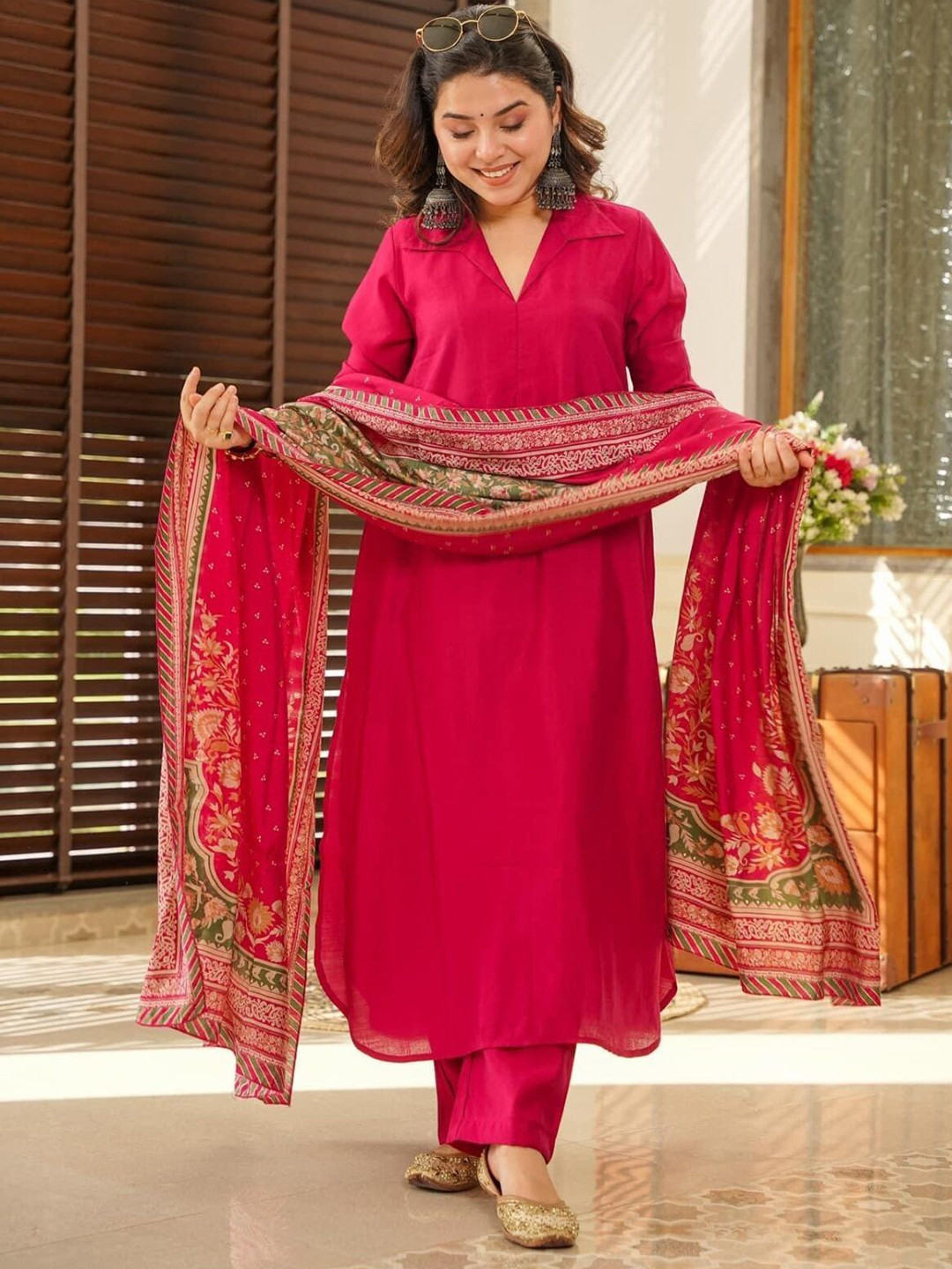 BE IN TEXO FAB Women Regular Pure Cotton Kurta with Trousers & With Dupatta