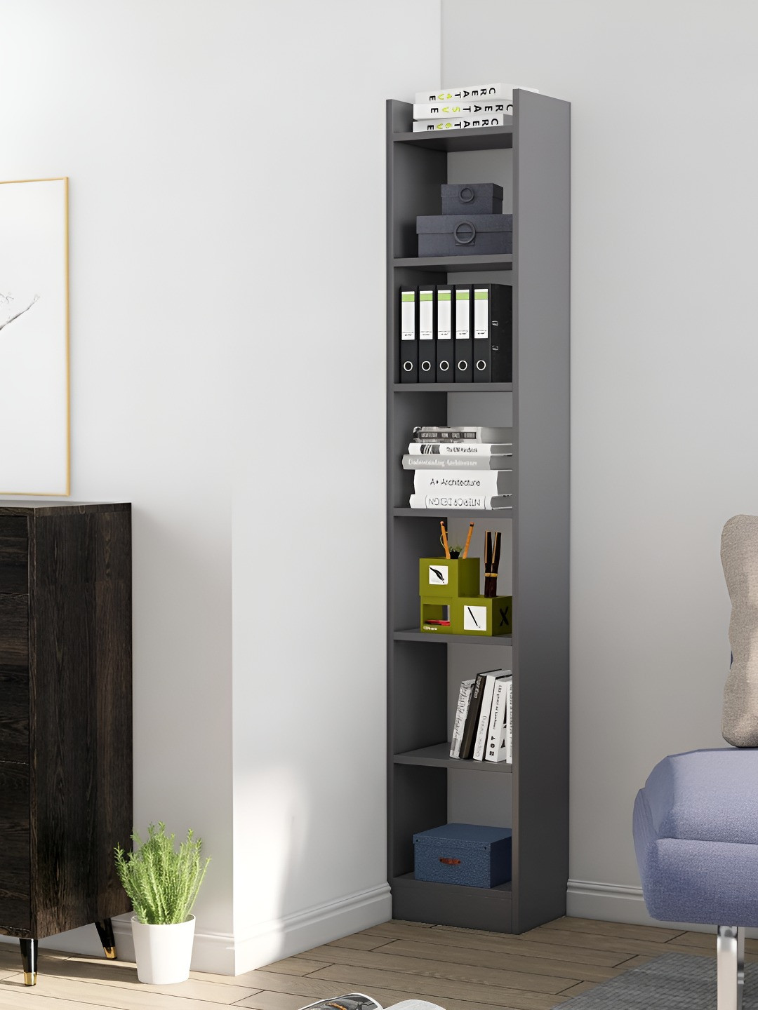 HEXA RED Grey Moisture & Termite Resistant Free Standing Book Shelf