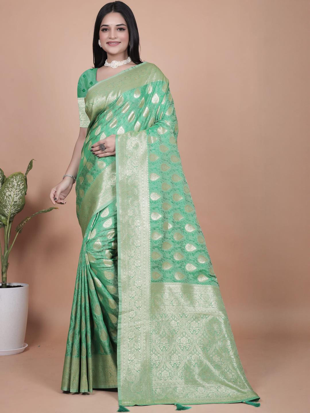 KALINI Green Art Silk Sarees