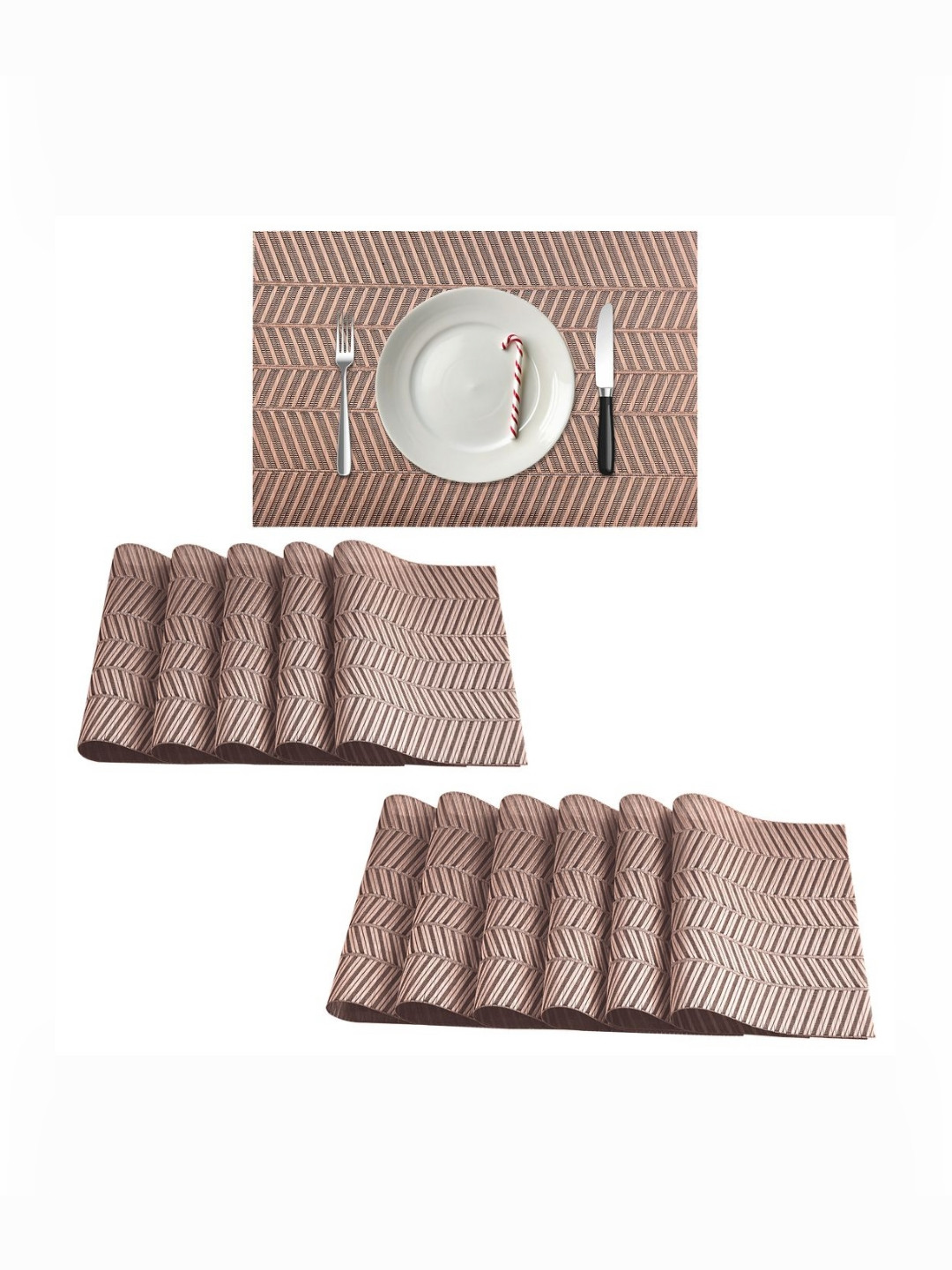 Aura Black 12 Pcs PVC 12x18 Inch Placemats Heat-Resistant Side Dining Table Mat