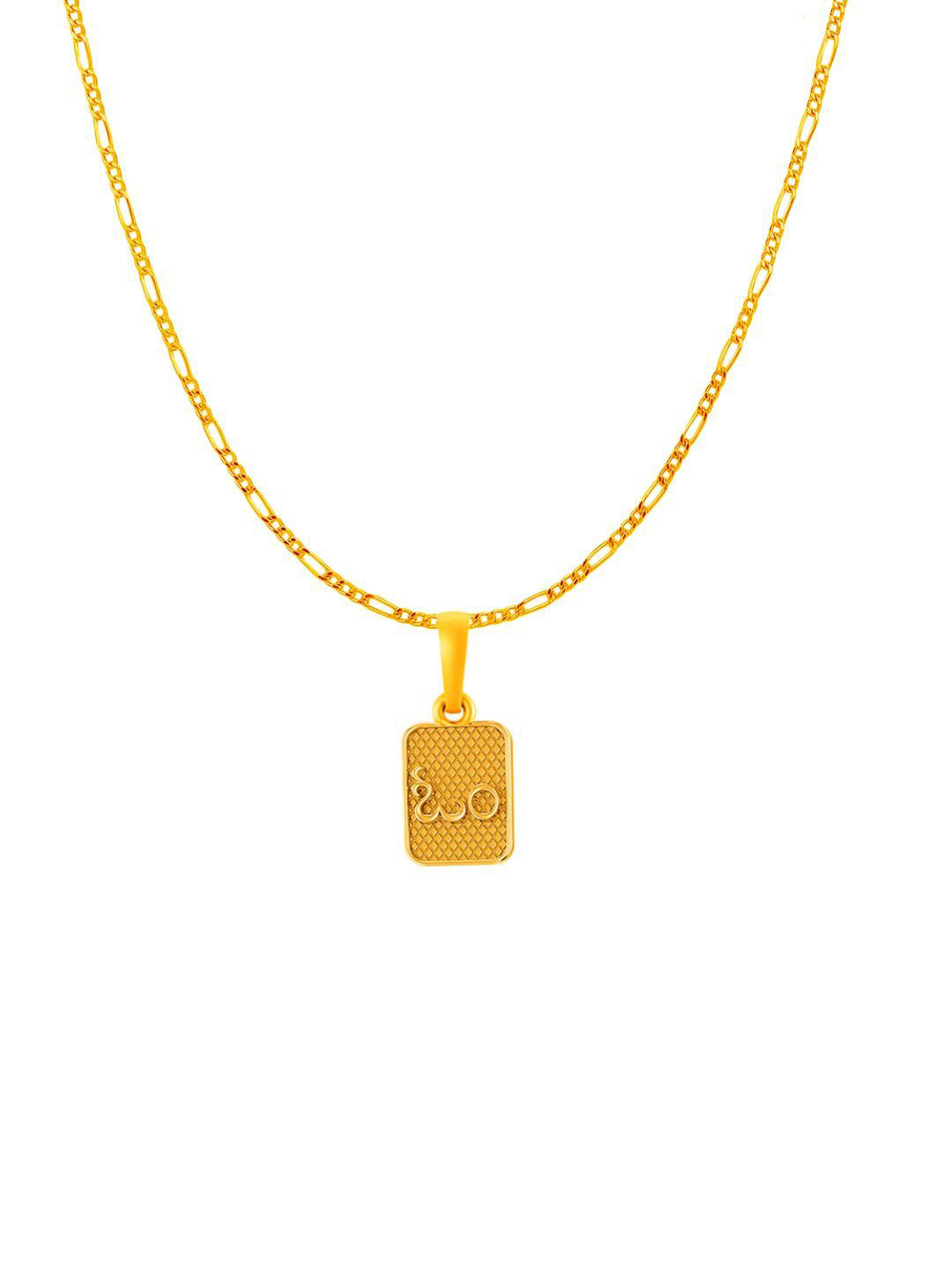 AKSHAT SAPPHIRE Silver 22 KT Gold-Plated Square Shaped Pendants With Figaro Chains