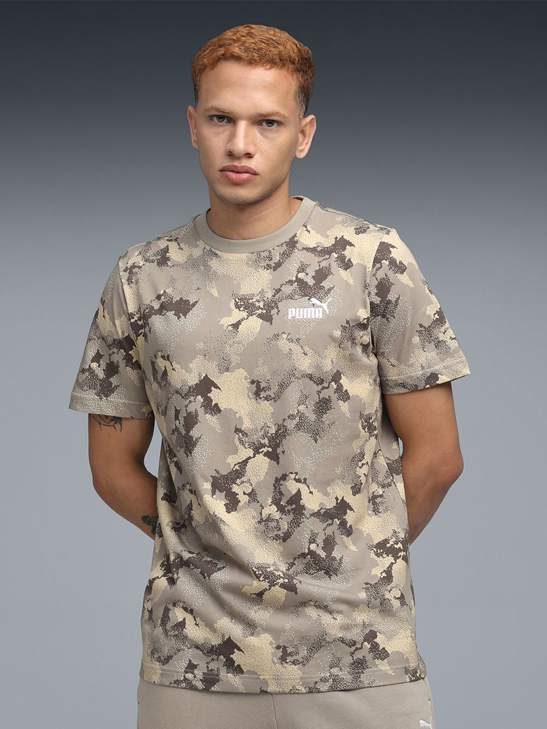 Puma ESS Camo AOP Printed Cotton T-shirt