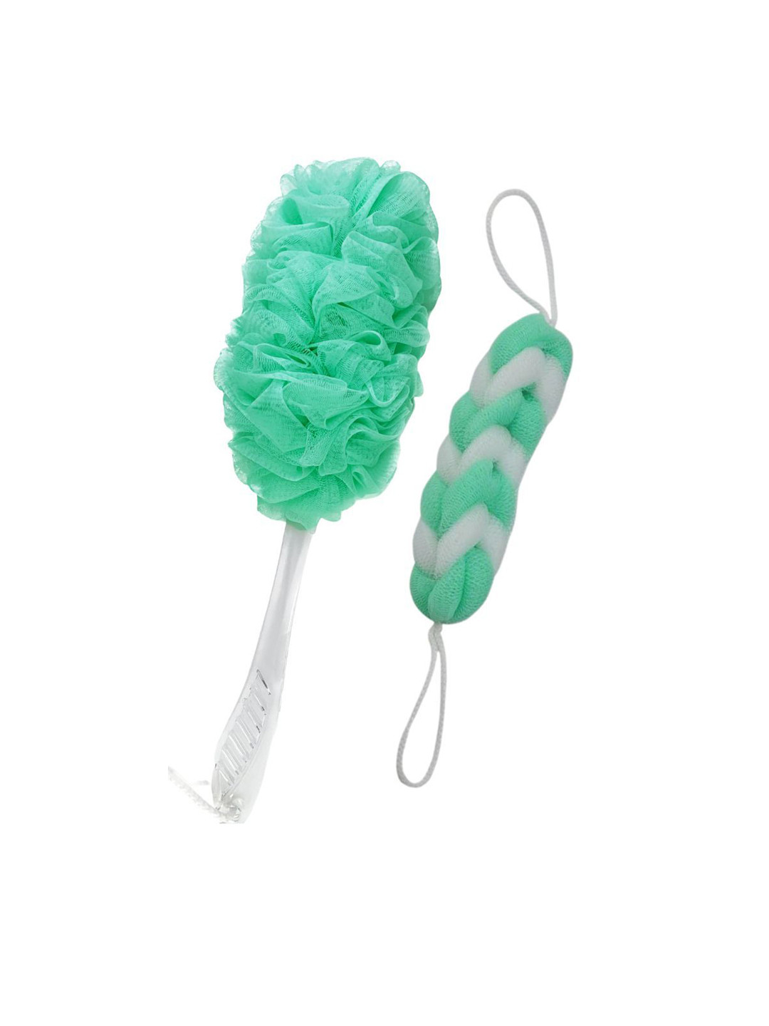 Sizi Set Of 2 Soft Back Scrubber Loofah With Long Loofah Handle- Green