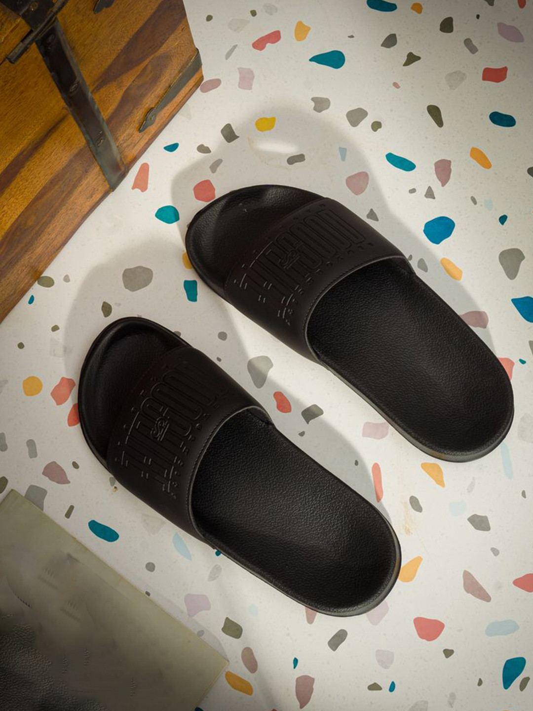 ARVAN Men Self Design Sliders Flip Flops