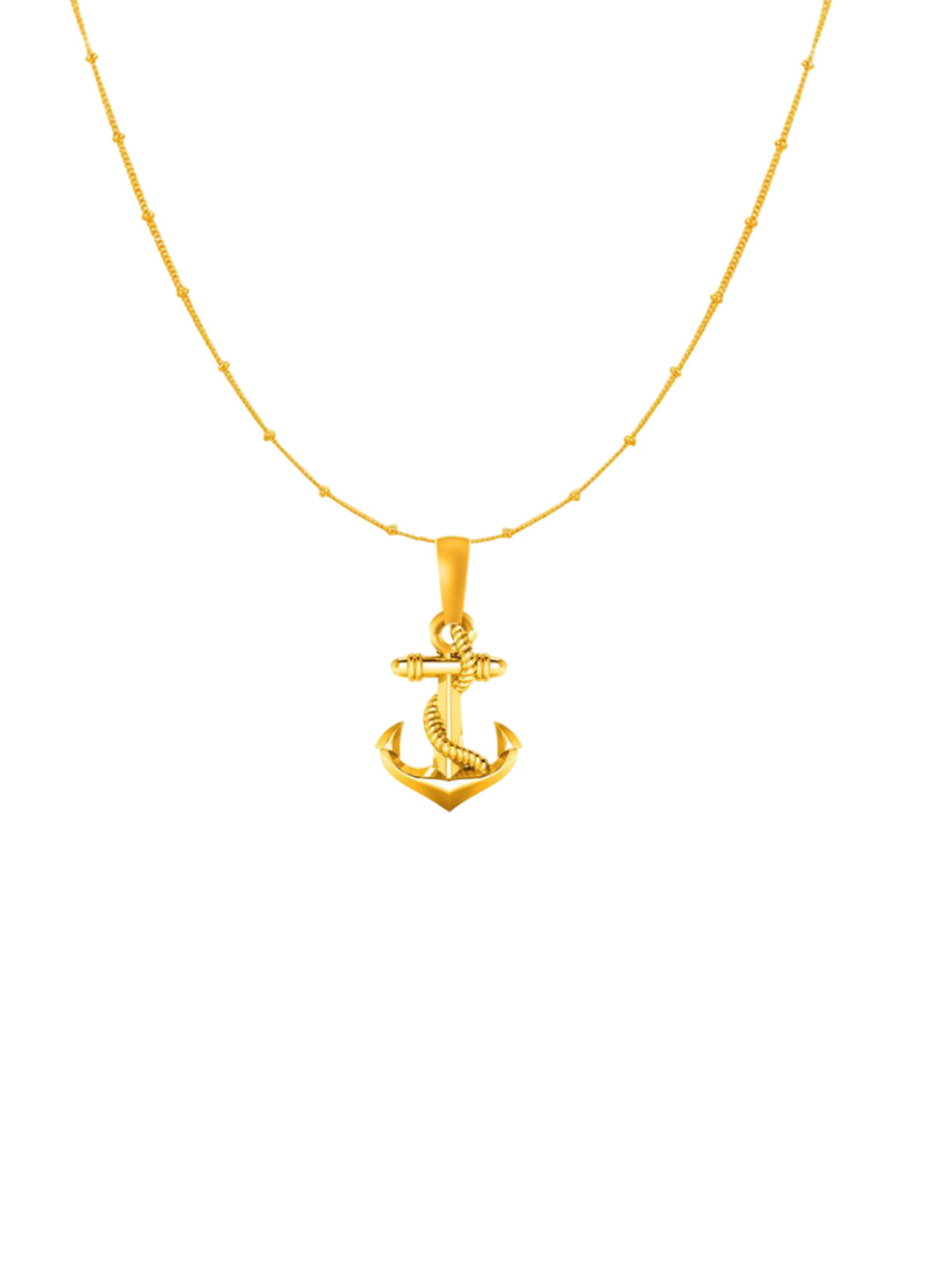 AKSHAT SAPPHIRE Gold-Plated Anchor Pendant with Chain