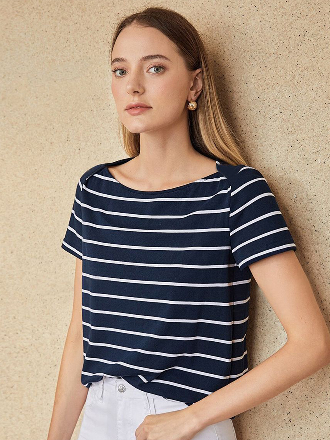 CILIMILI new top Women Horizontal Stripes Printed Top