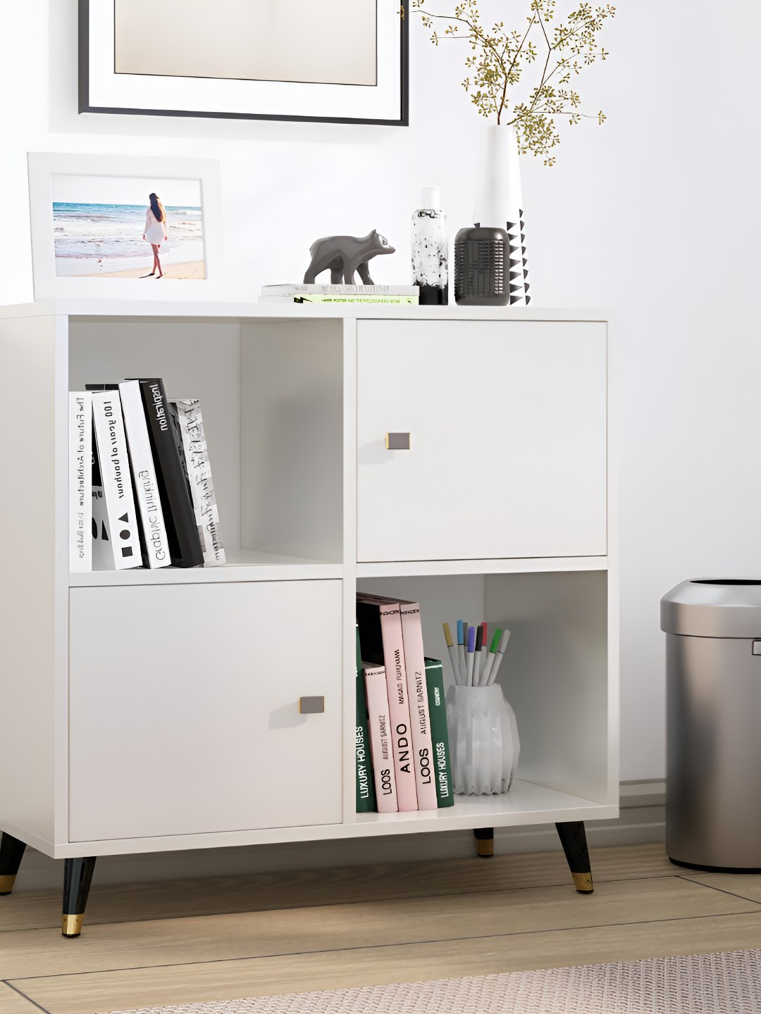 HEXA RED White Moisture & Termite Resistant Free Standing Book Shelf