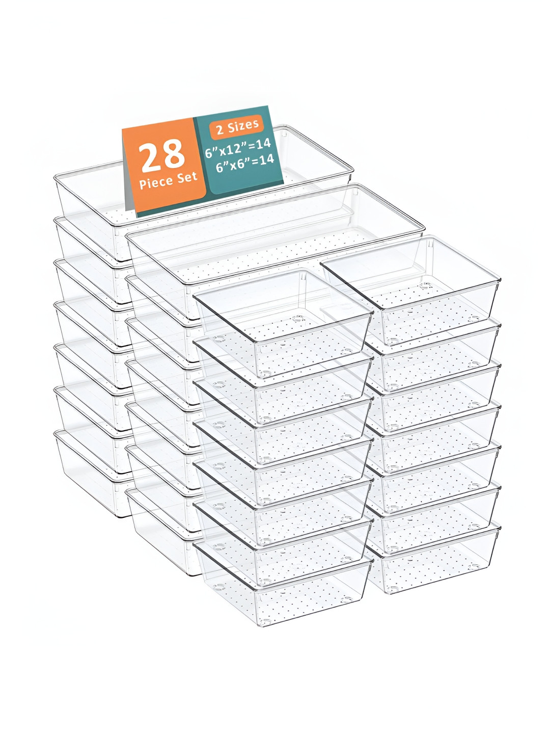 Aura Transparent 28 Pcs Set Multi-Purpose Storage Makeup Organisers Drawer Organisers