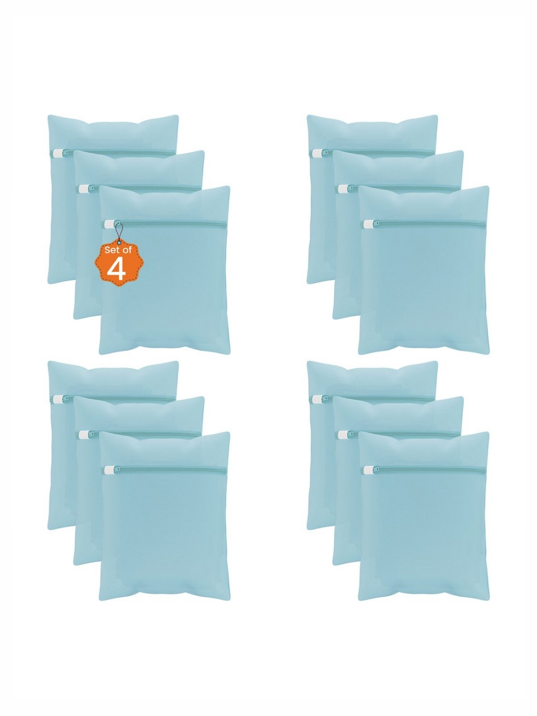 Aura 12-Pcs Blue Reusable Mesh Laundry Bags With Zipper