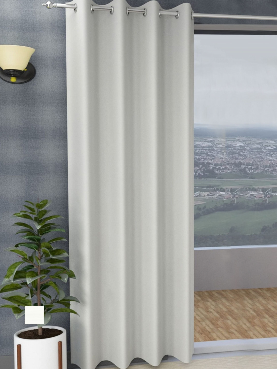 Yellow Weaves Grey Black Out Door Curtain