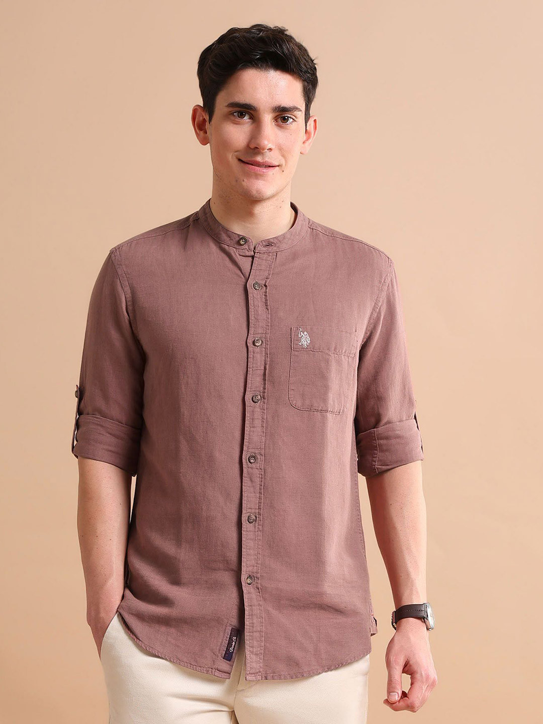 U.S. Polo Assn. Denim Co. Long Sleeves Cotton Linen Shirt