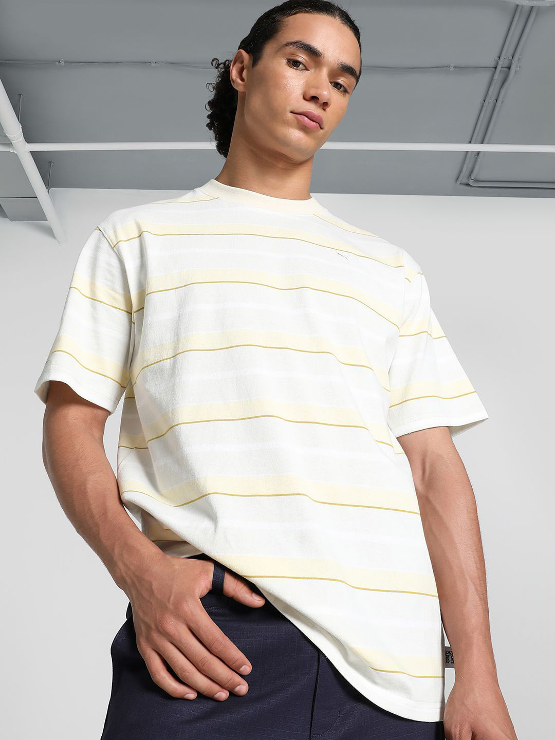 Puma MMQ Striped Cotton Relaxed-Fit T-Shirt