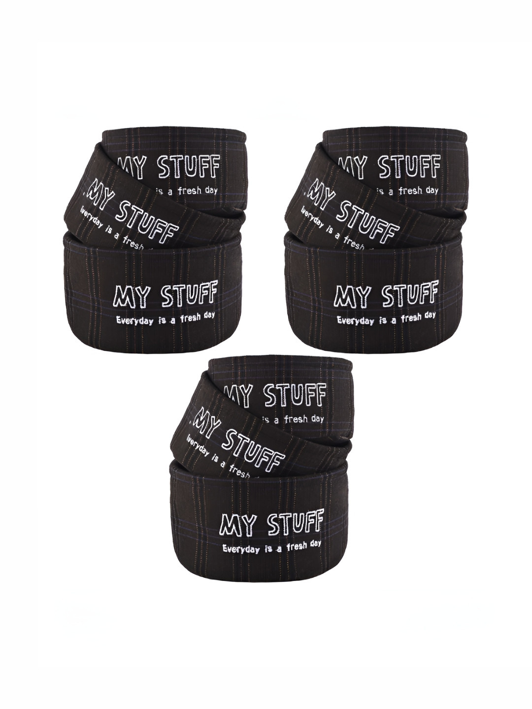 Aura Black Set of 9 Regular Drawer Organiser Storage Basket