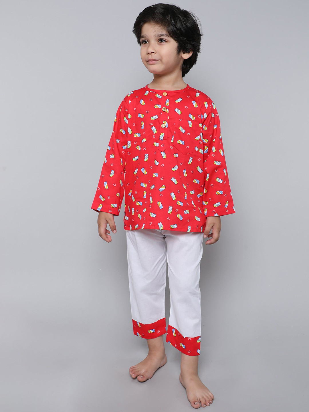 Little Clothings Boys Red Marshmallow PJ set