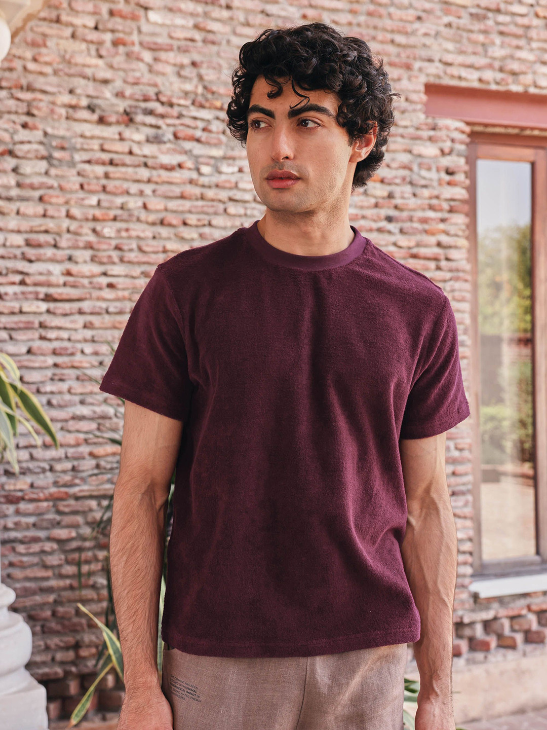 PRIMAL GRAY Men Solid Round Neck T-shirt